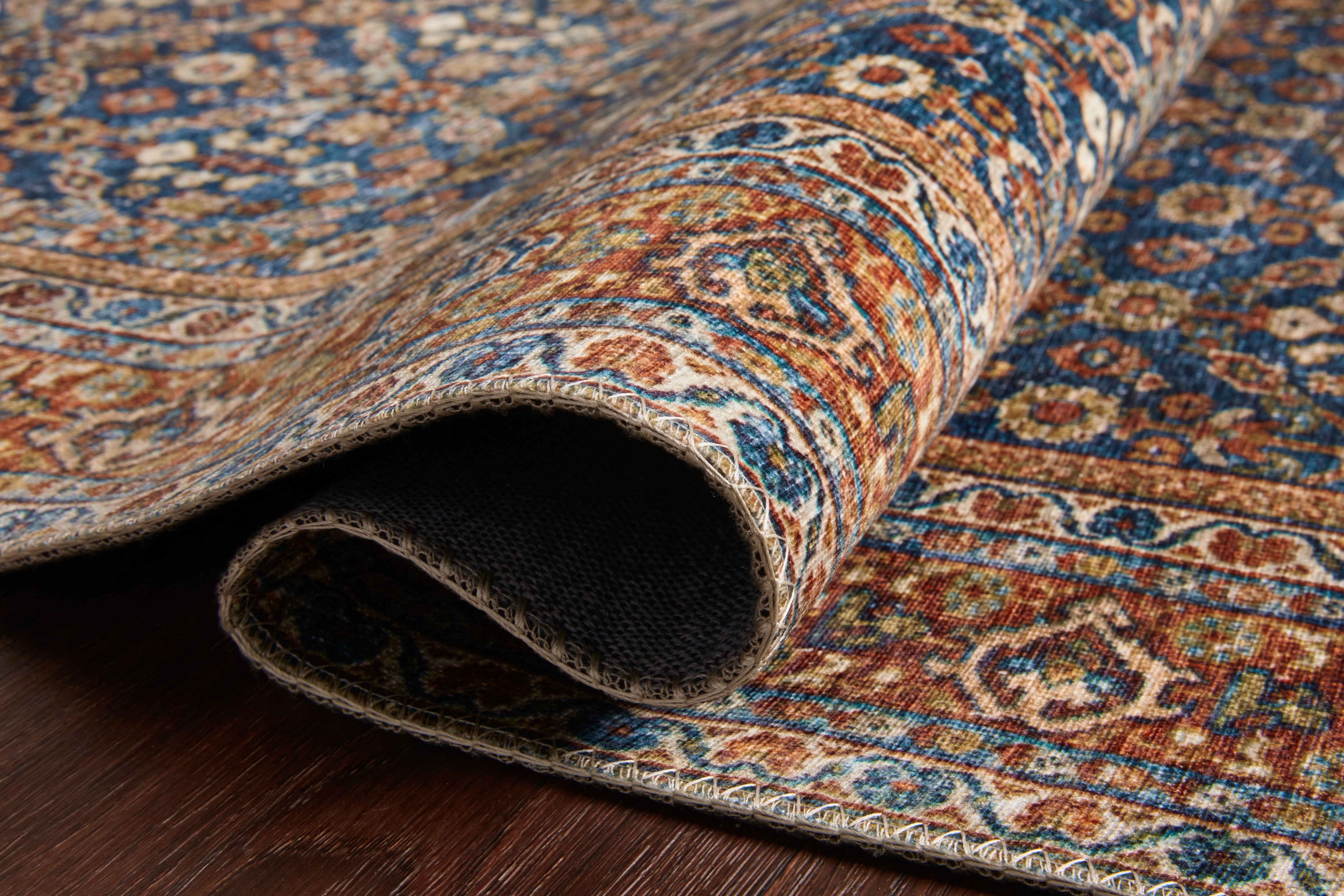 Loloi Layla Cobalt Blue / Spice Rug RUGS - synthetic Loloi