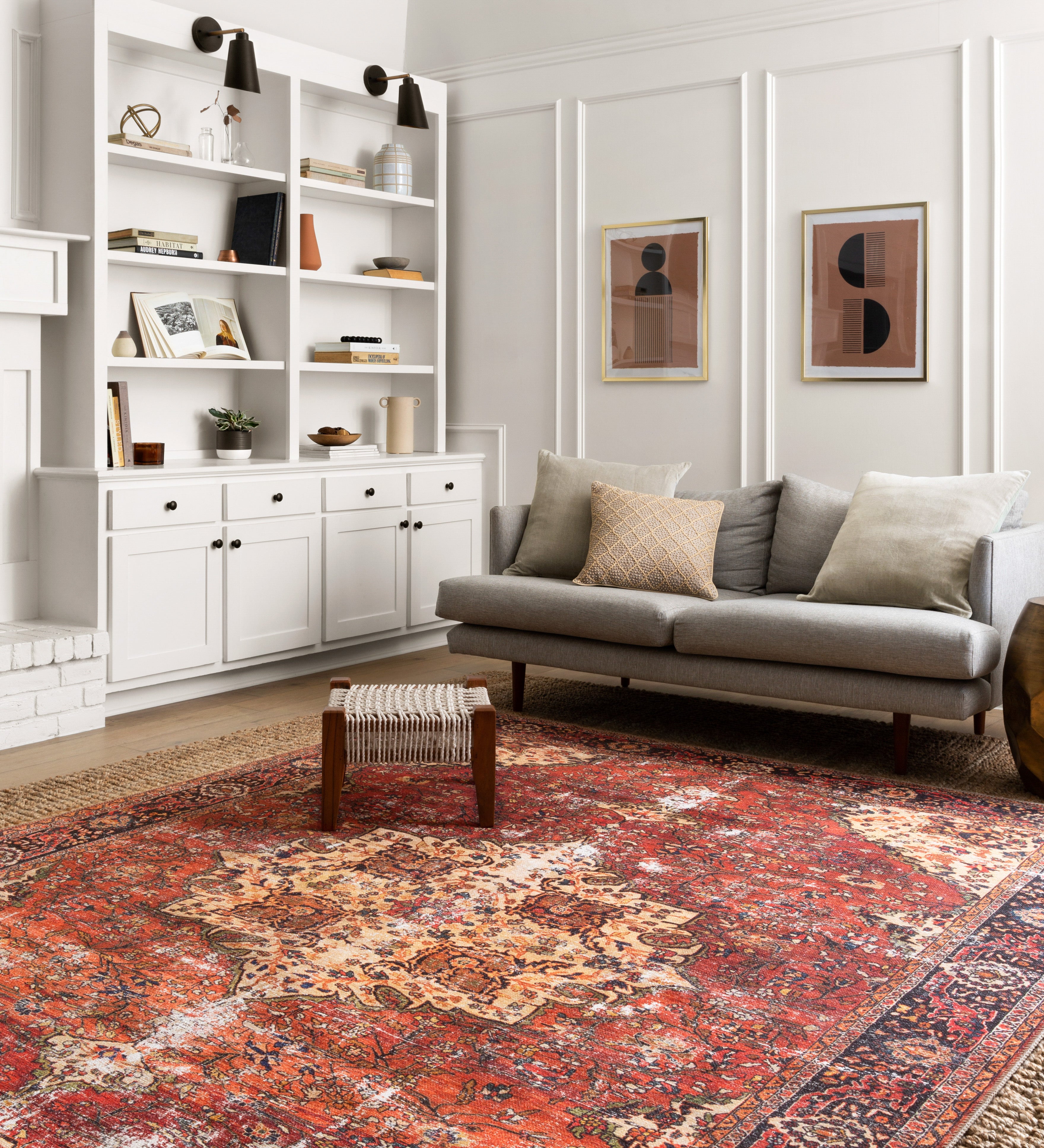 Loloi Loren Red / Navy Rug RUGS - synthetic Loloi