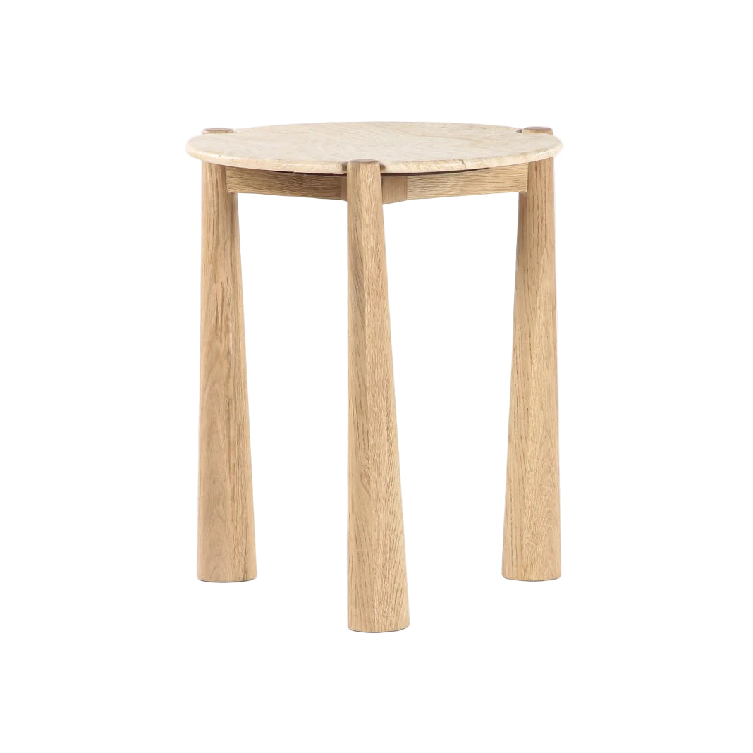 Carven Side Table FURNITURE - side table Union Home Natural/Travertine
