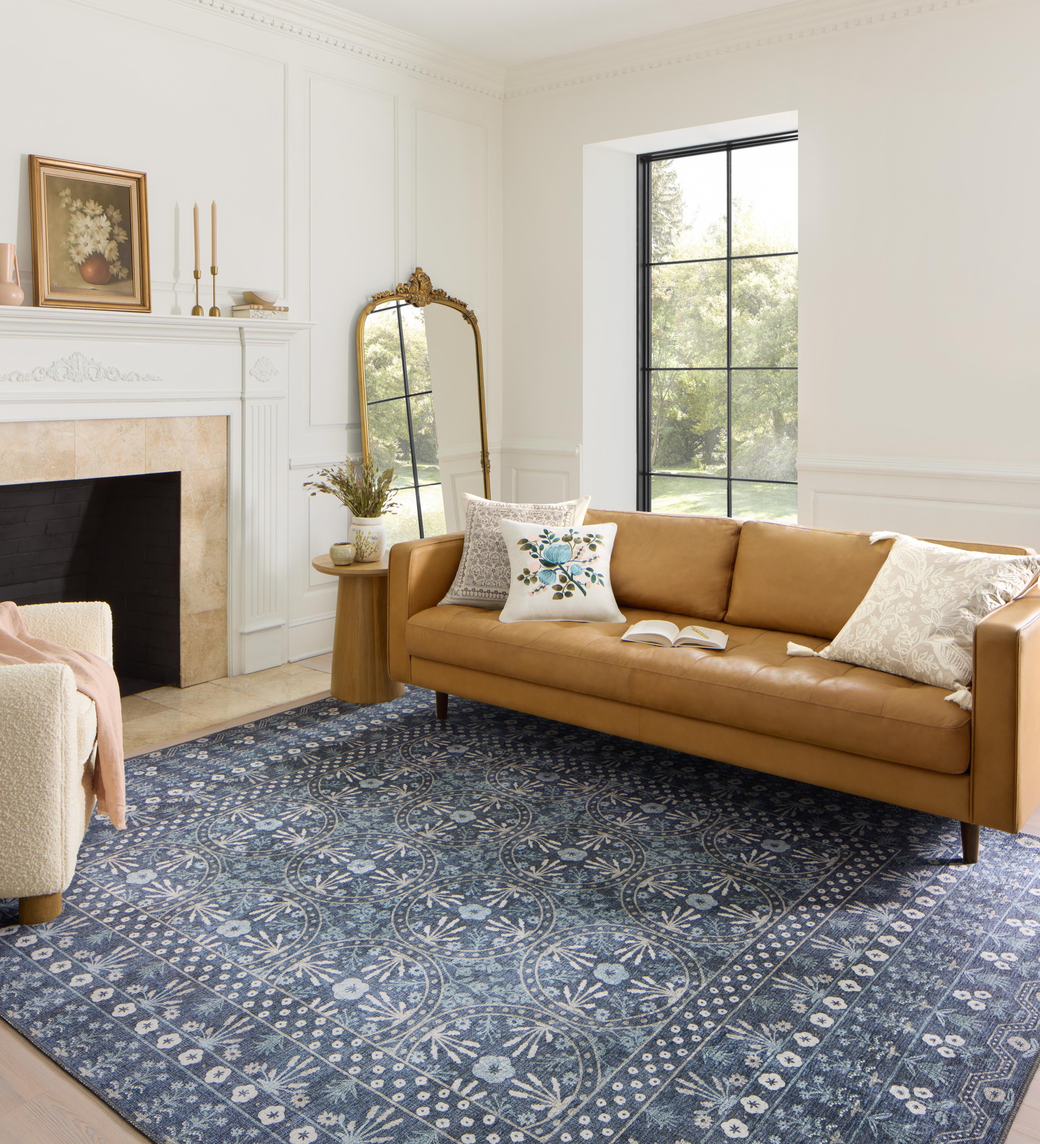 Rifle Paper Co. x Loloi Maison Rosette Blue Rug 1-patterned rugs Loloi