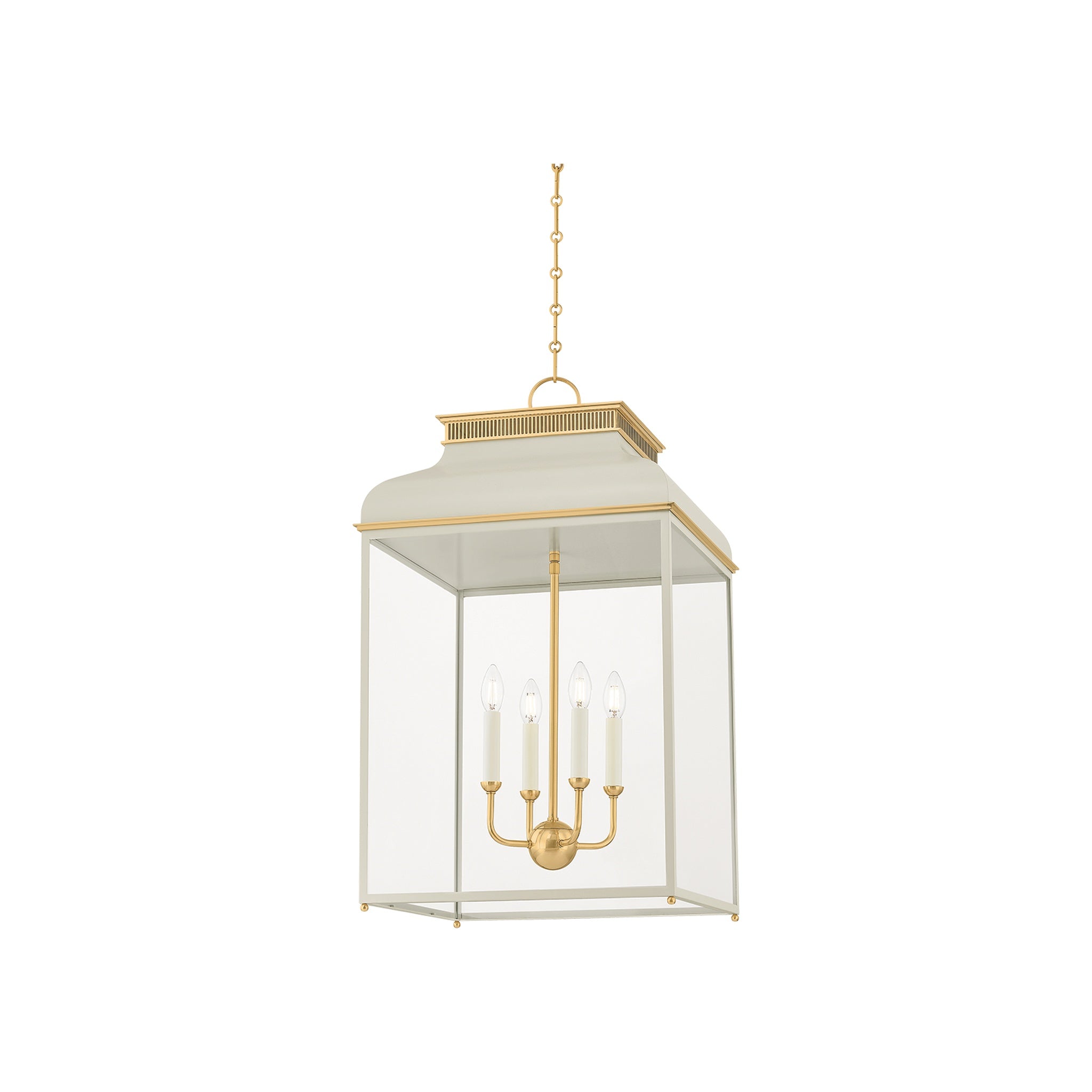 Houghton Lantern LIGHTING - lantern Hudson Valley Lighting Aged Brass / Off-white Large