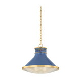 Highclere Pendant LIGHTING - Pendant Hudson Valley Lighting Aged Brass/soft French Blue Medium