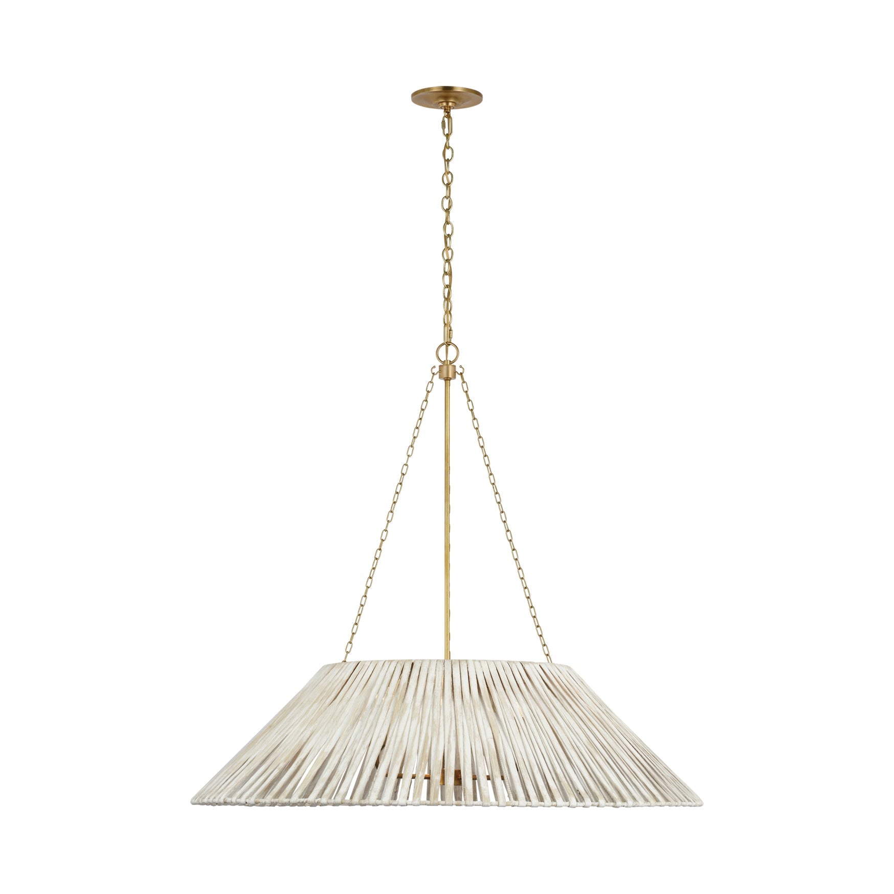 Corinne Extra Large Wrapped Hanging Shade Visual Comfort - Signature Soft Brass Natural Wicker