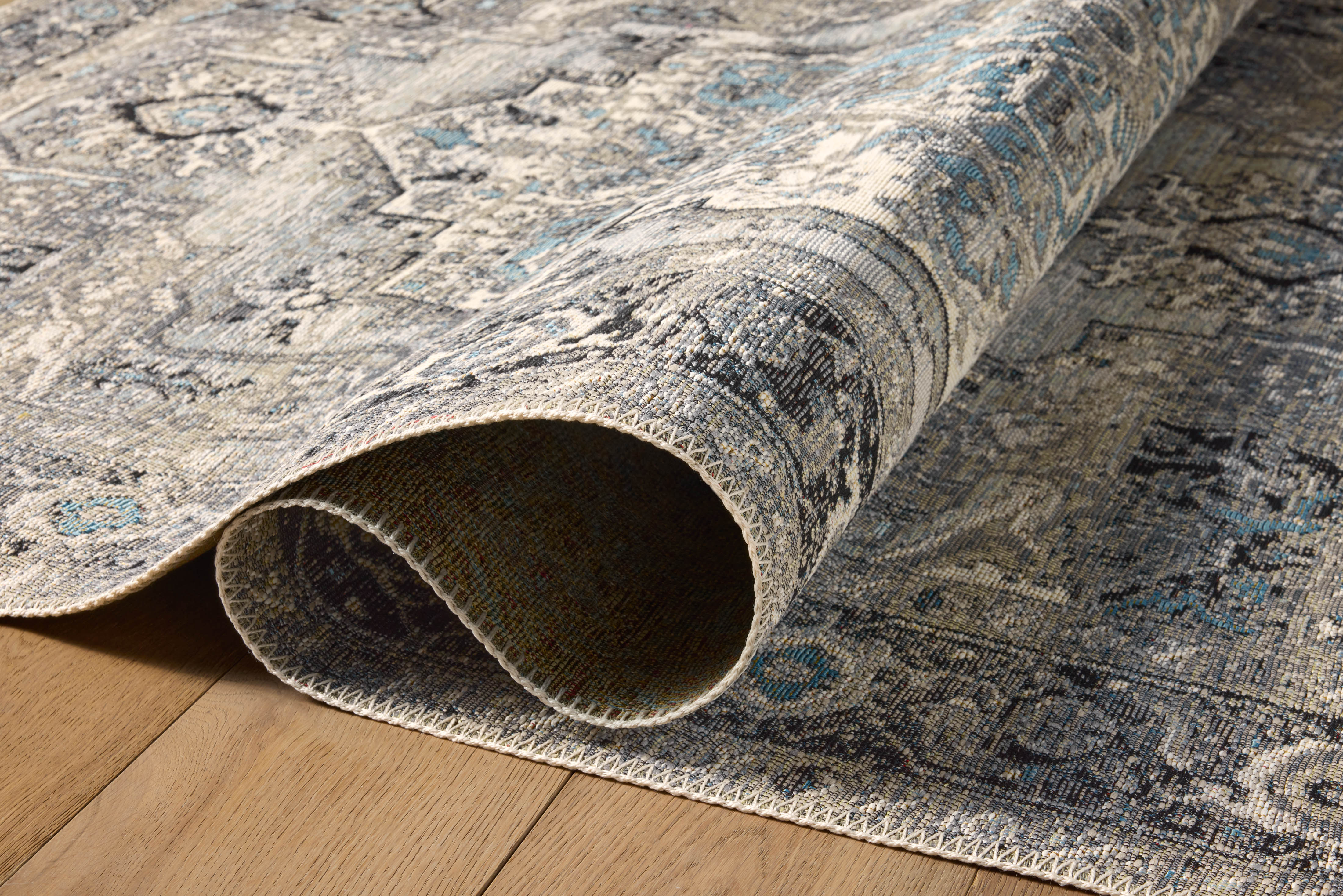 Loloi Mika Grey / Blue Rug RUGS - synthetic Loloi