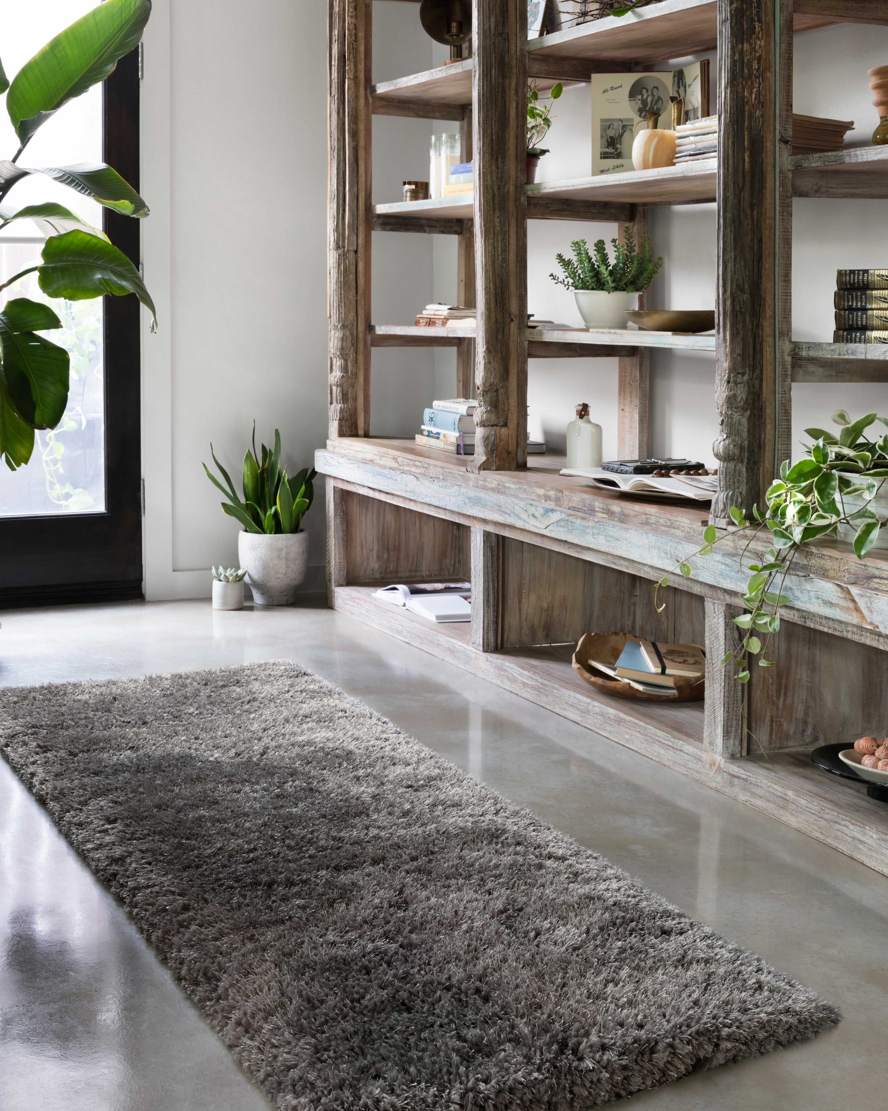 Loloi Mila Shag Charcoal Rug RUGS - synthetic Loloi