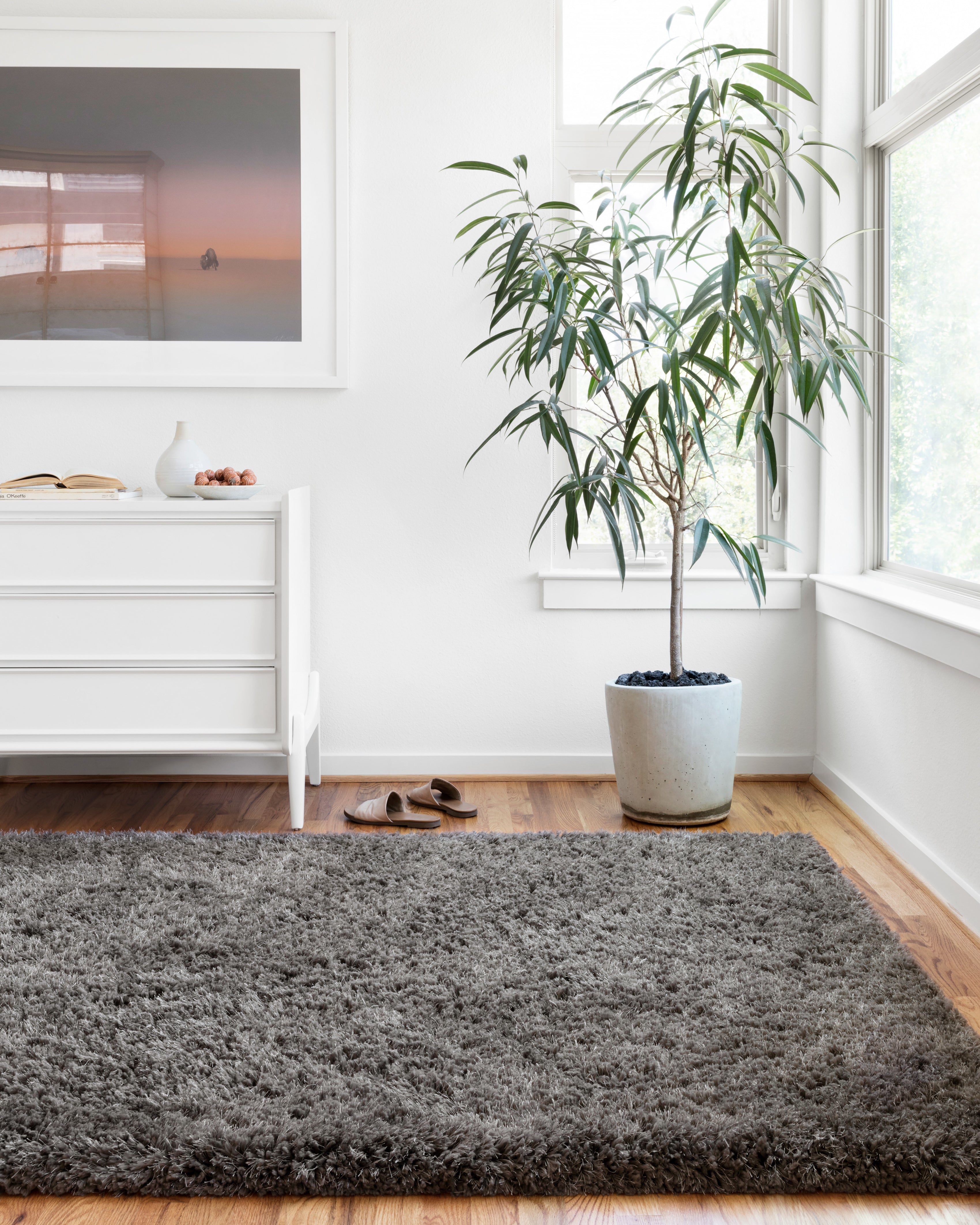 Loloi Mila Shag Charcoal Rug RUGS - synthetic Loloi