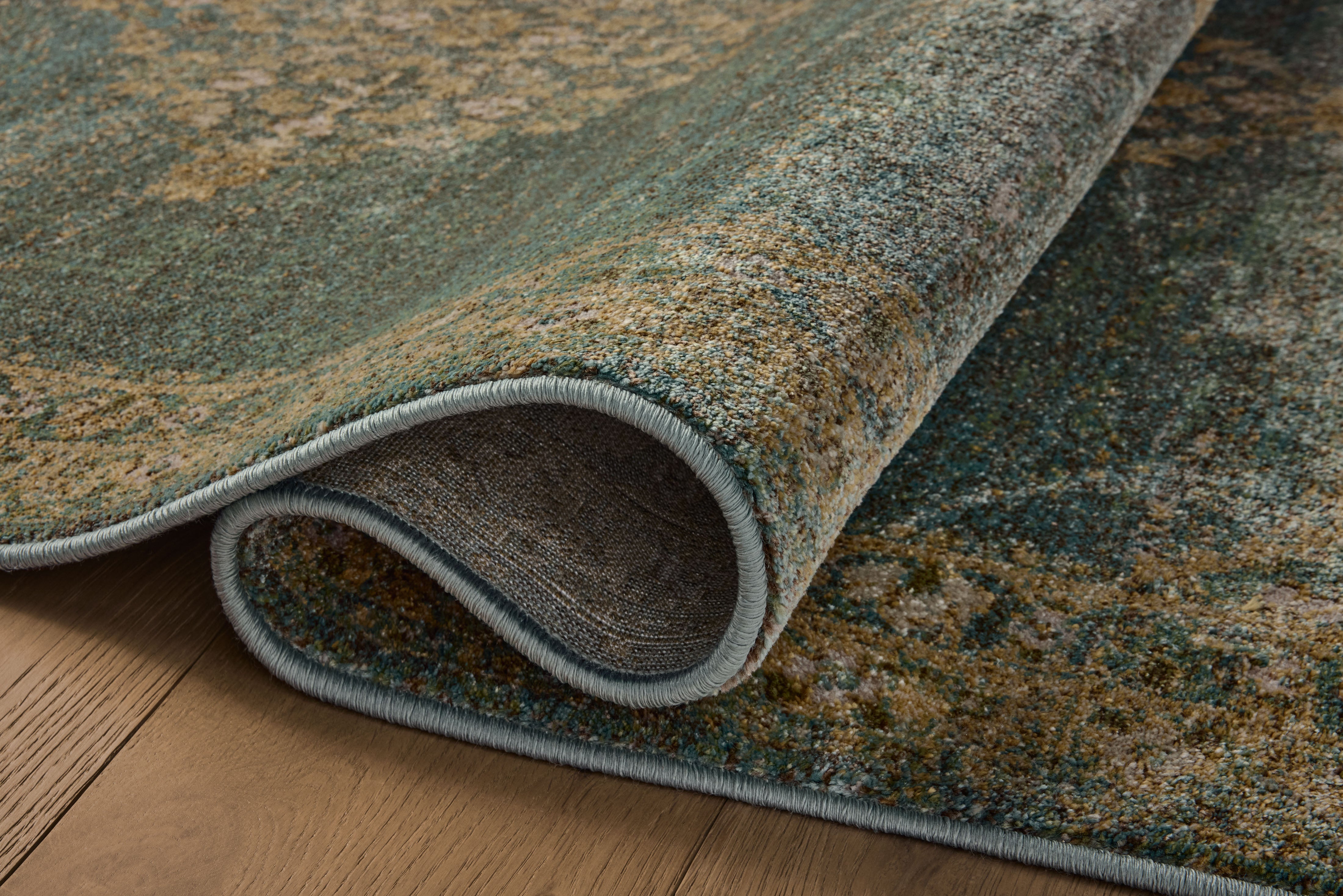 Joanna Gaines x Loloi Mona Aqua / Wheat Rug RUGS - synthetic Loloi