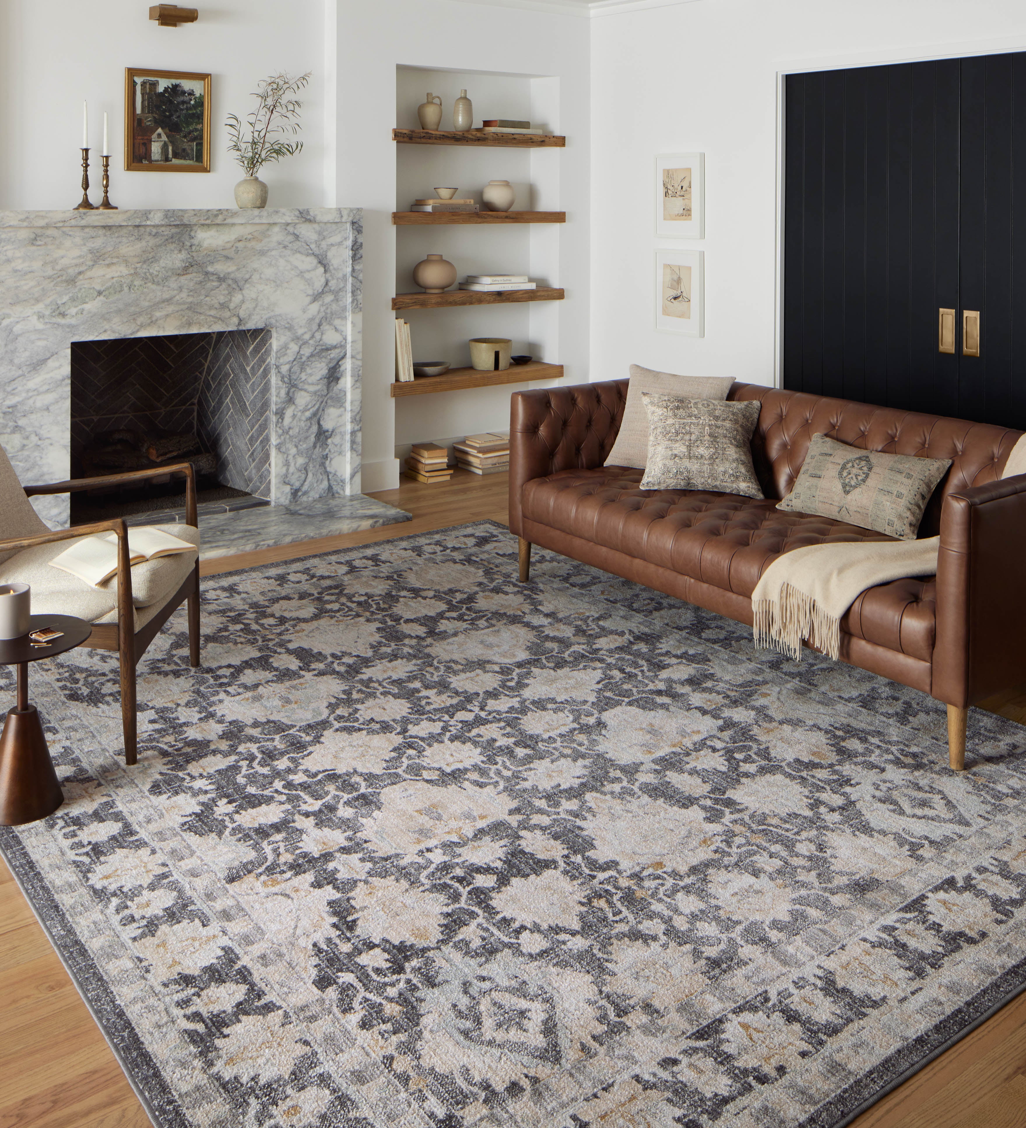 Loloi Monroe Charcoal / Natural Rug 0-RUGS-patterned Loloi