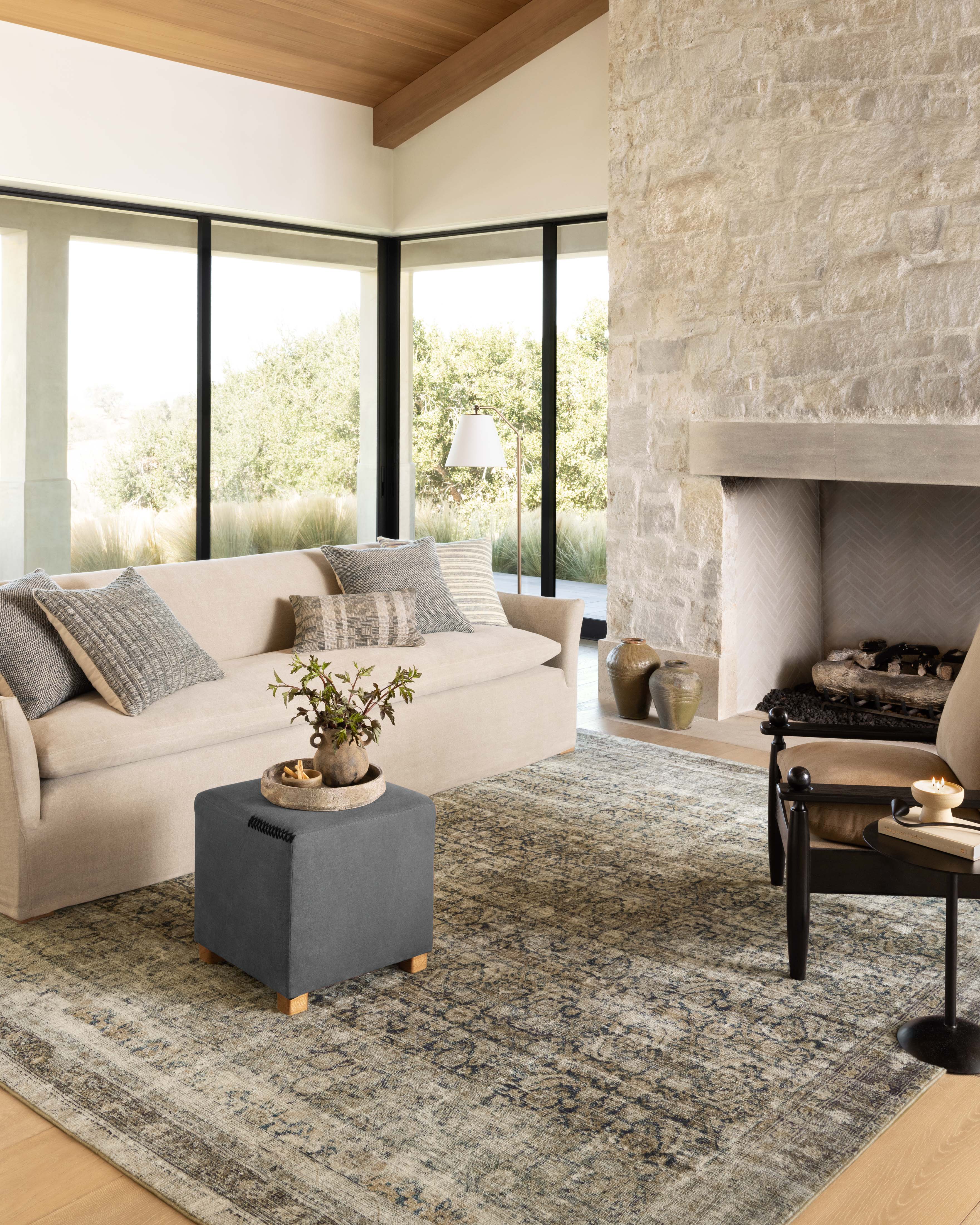 Amber Lewis x Loloi Navy / Sand Rug RUGS - synthetic Loloi