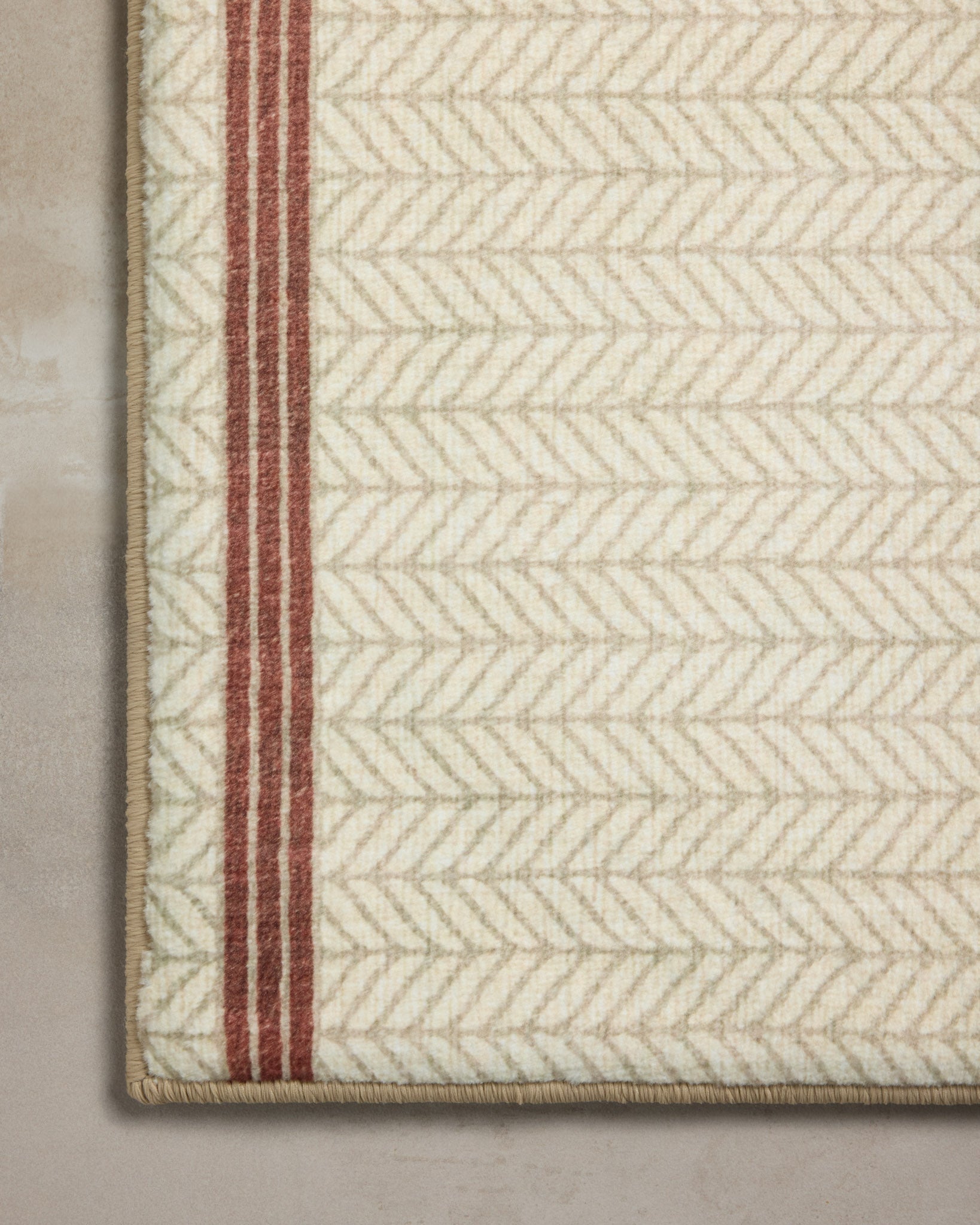Chris Loves Julia x Loloi Marvin Ivory / Brick Bath Mat - Rug & Weave