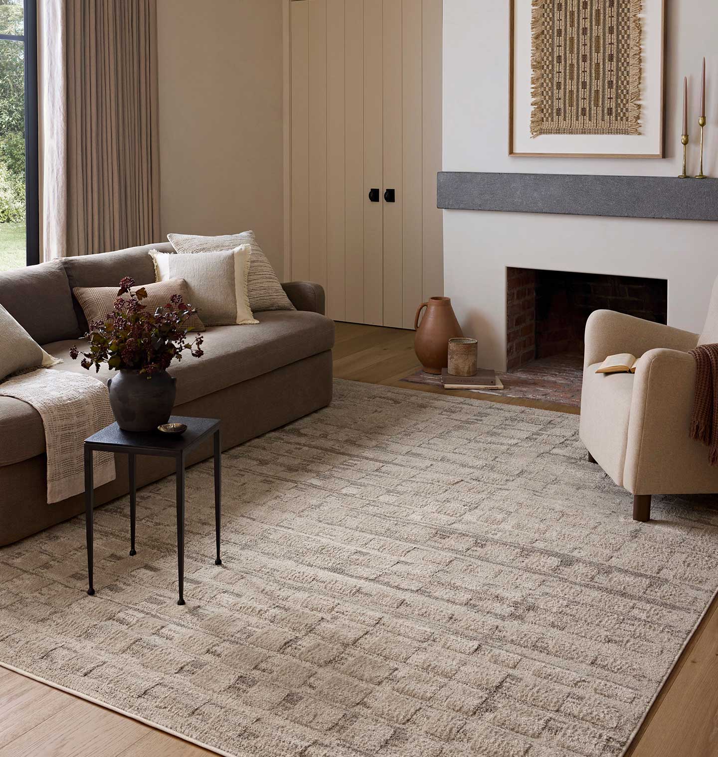 OVERSTOCK RUG - Amber Lewis x Loloi Monty Pebble / Beige - 7'10" x 10' IN STORE - Sale Rugs Loloi