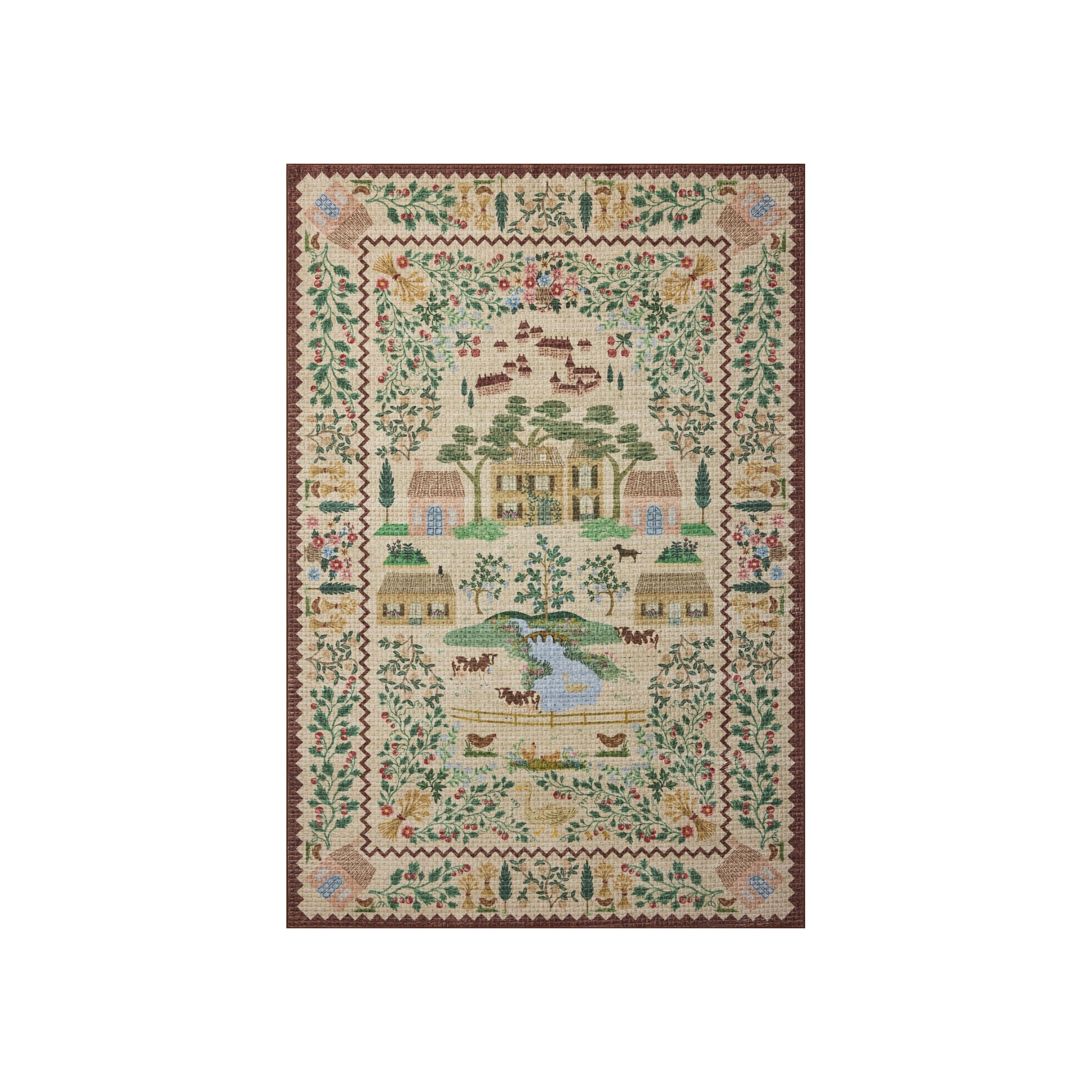 Rifle Paper Co. x Loloi Orchard Antique Ivory / Multi Machine Washable Rug RUGS - synthetic Loloi 18" x 18"