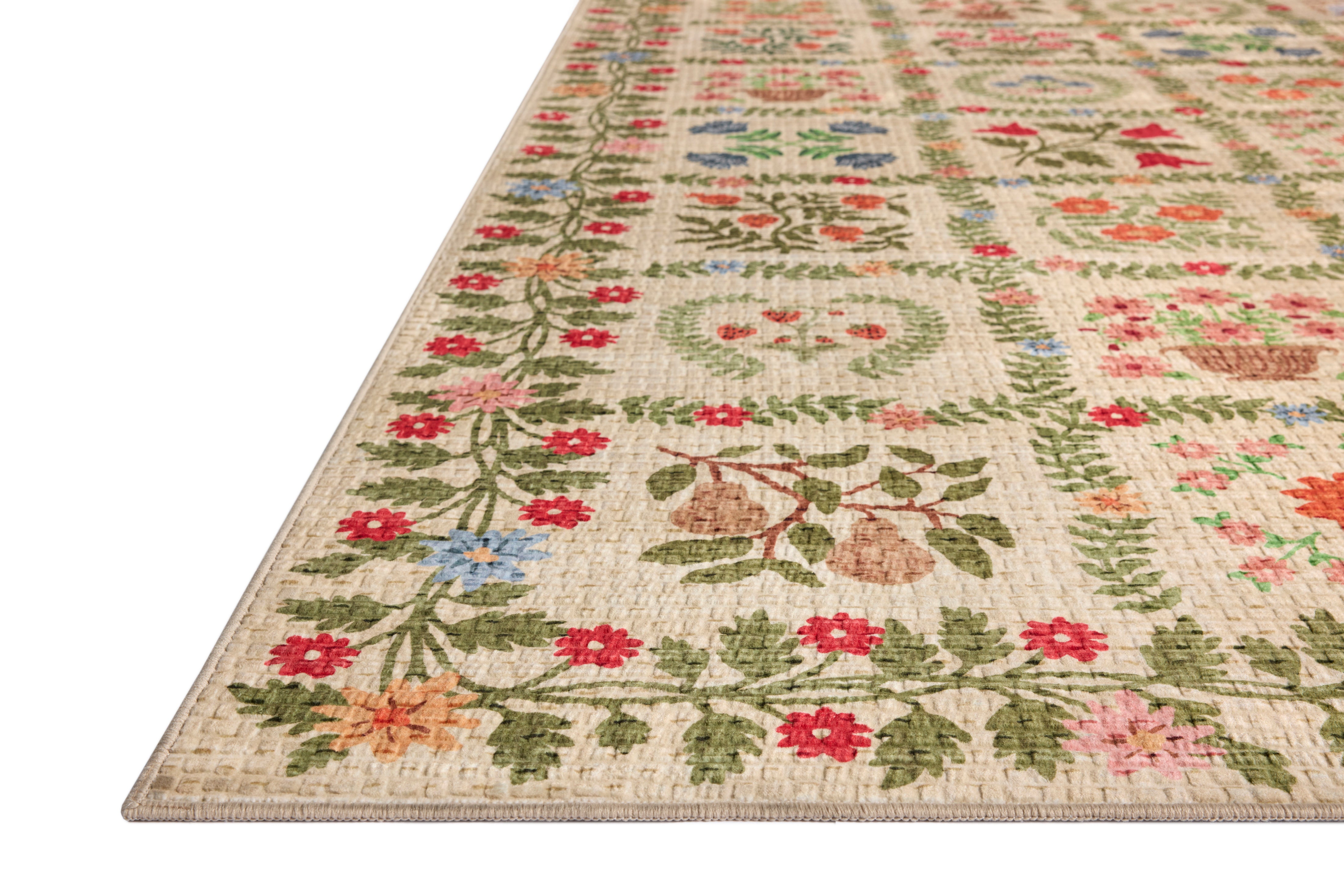 Rifle Paper Co. x Loloi Orchard Beige / Multi Machine Washable Rug RUGS - synthetic Loloi