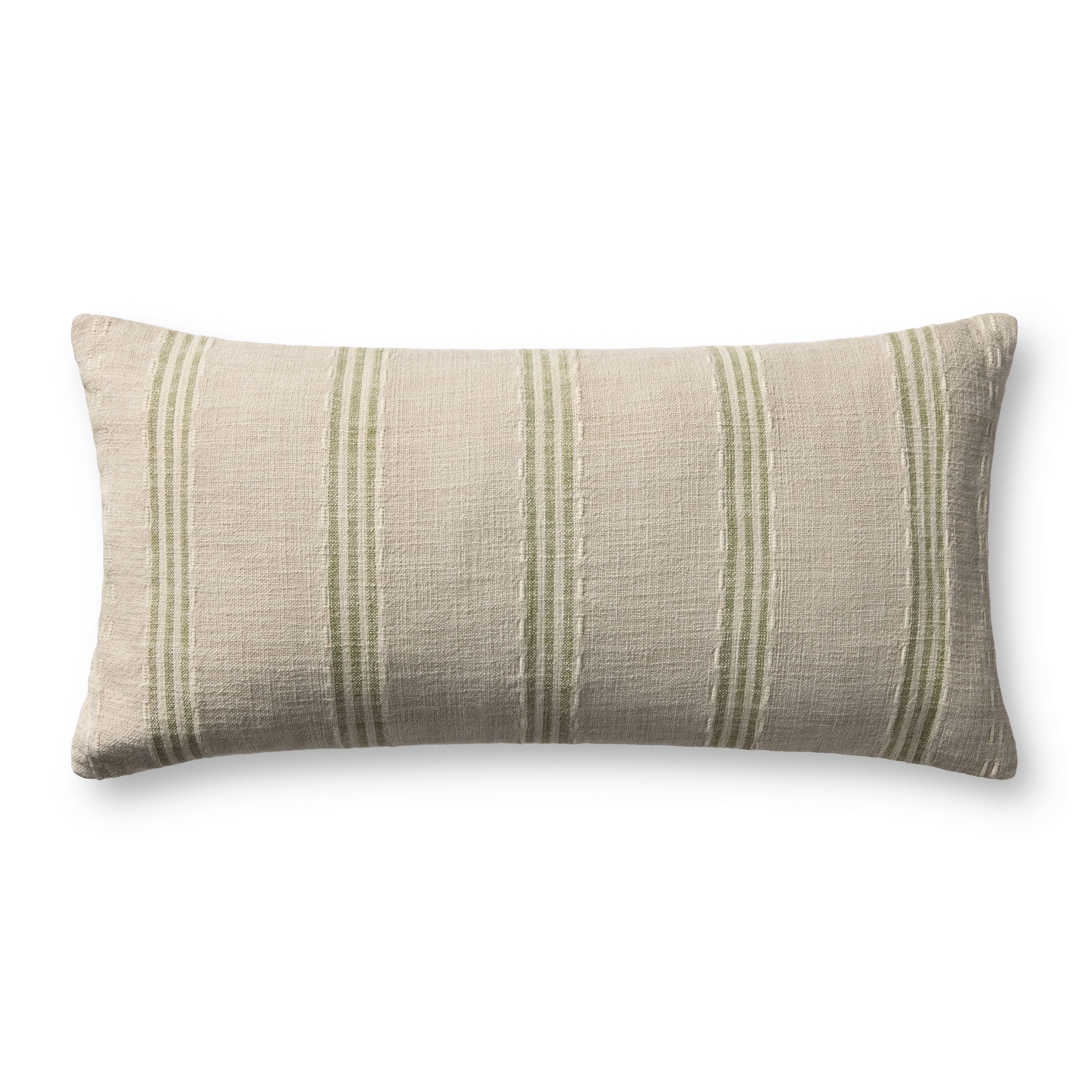Magnolia Home by Joanna Gaines x Loloi Lincoln Natural / Green Pillow Throw Pillows Loloi Cover Only
