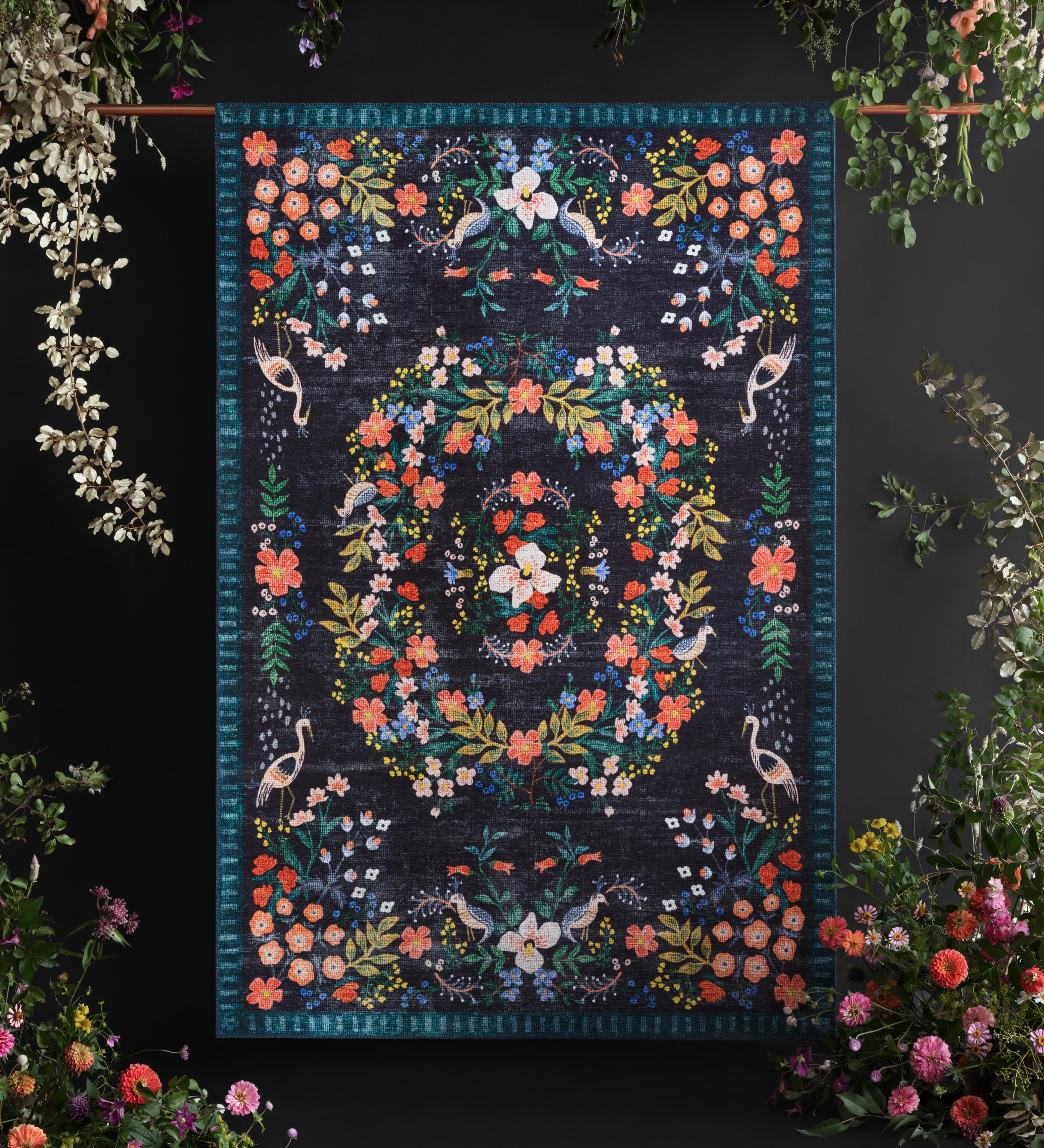 Rifle Paper Co. x Loloi Palais Black / Multi Rug 2-patterned rugs Loloi