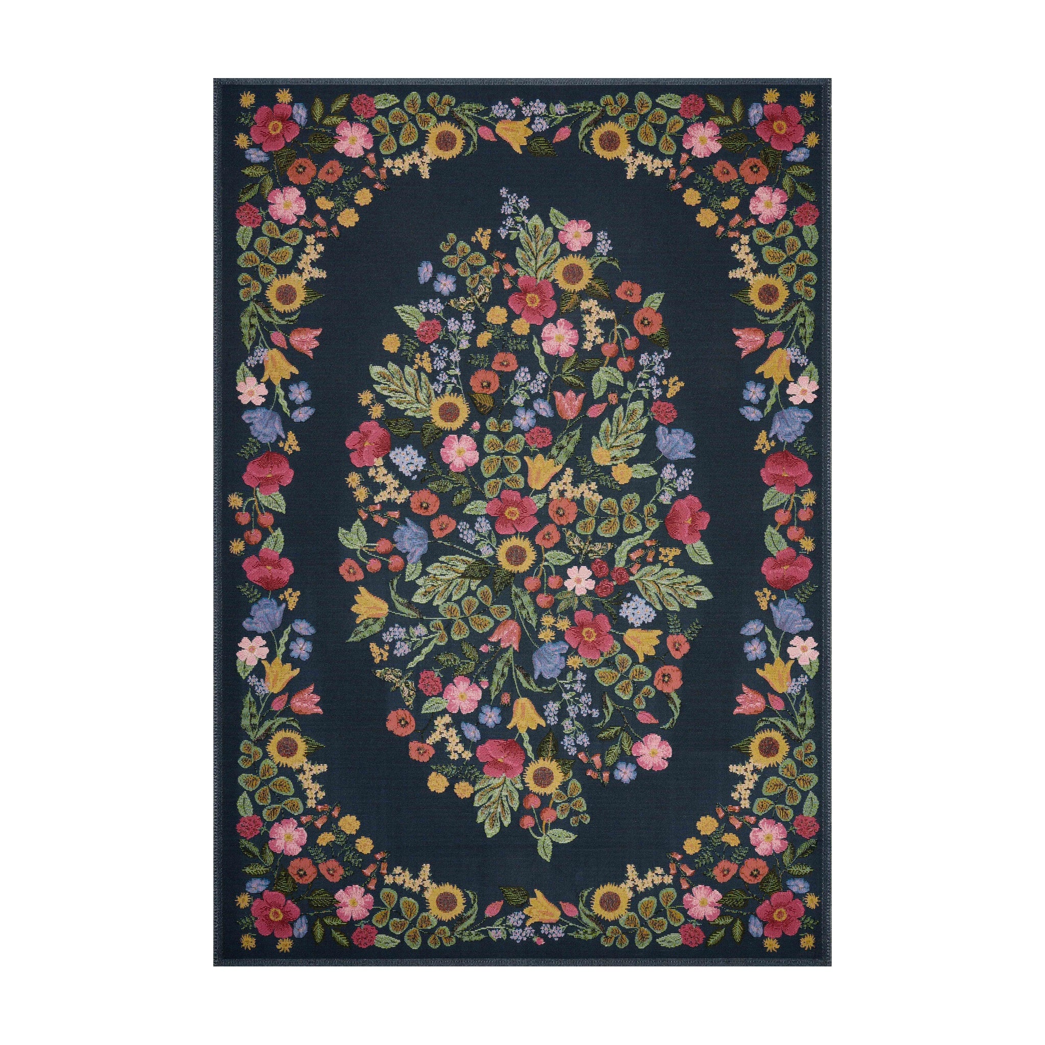 Rifle Paper Co. x Loloi Perennial Navy Sample Rug RUGS - synthetic Loloi 18" x 18"