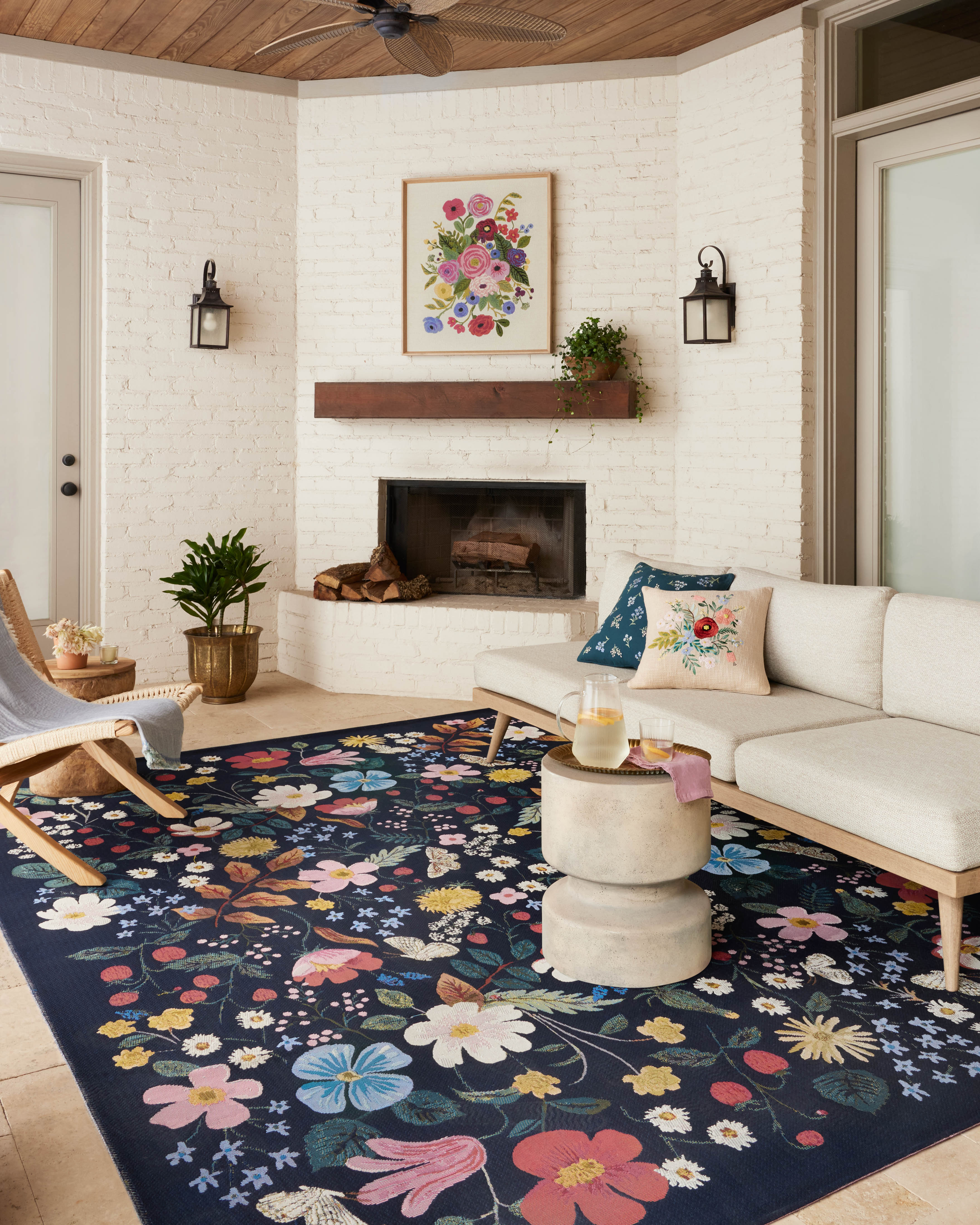 Rifle Paper Co. x Loloi Perennial Black Sample Rug No.2 RUGS - synthetic Loloi 18" x 18"