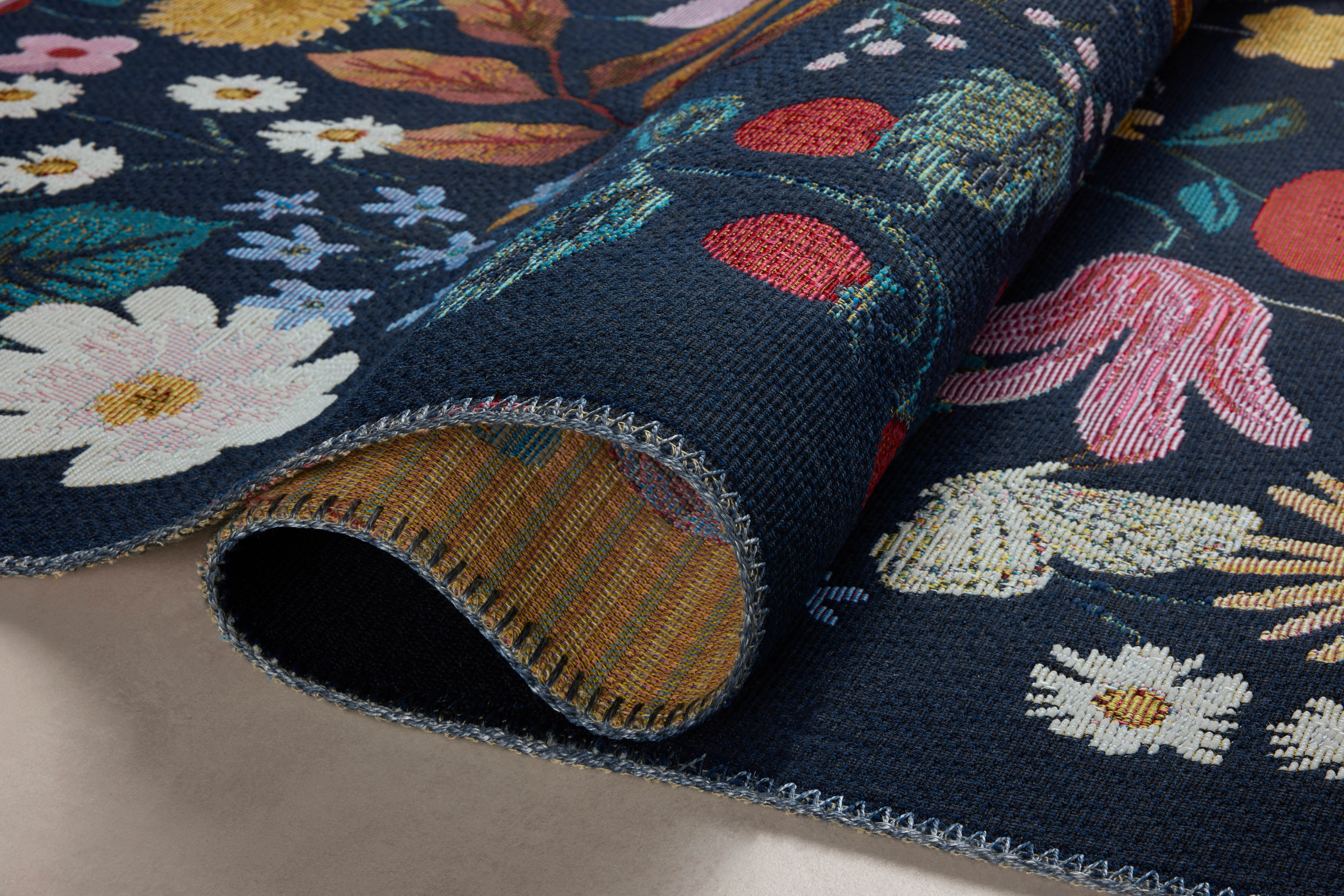 Rifle Paper Co. x Loloi Perennial Black Sample Rug No.2 RUGS - synthetic Loloi 18" x 18"