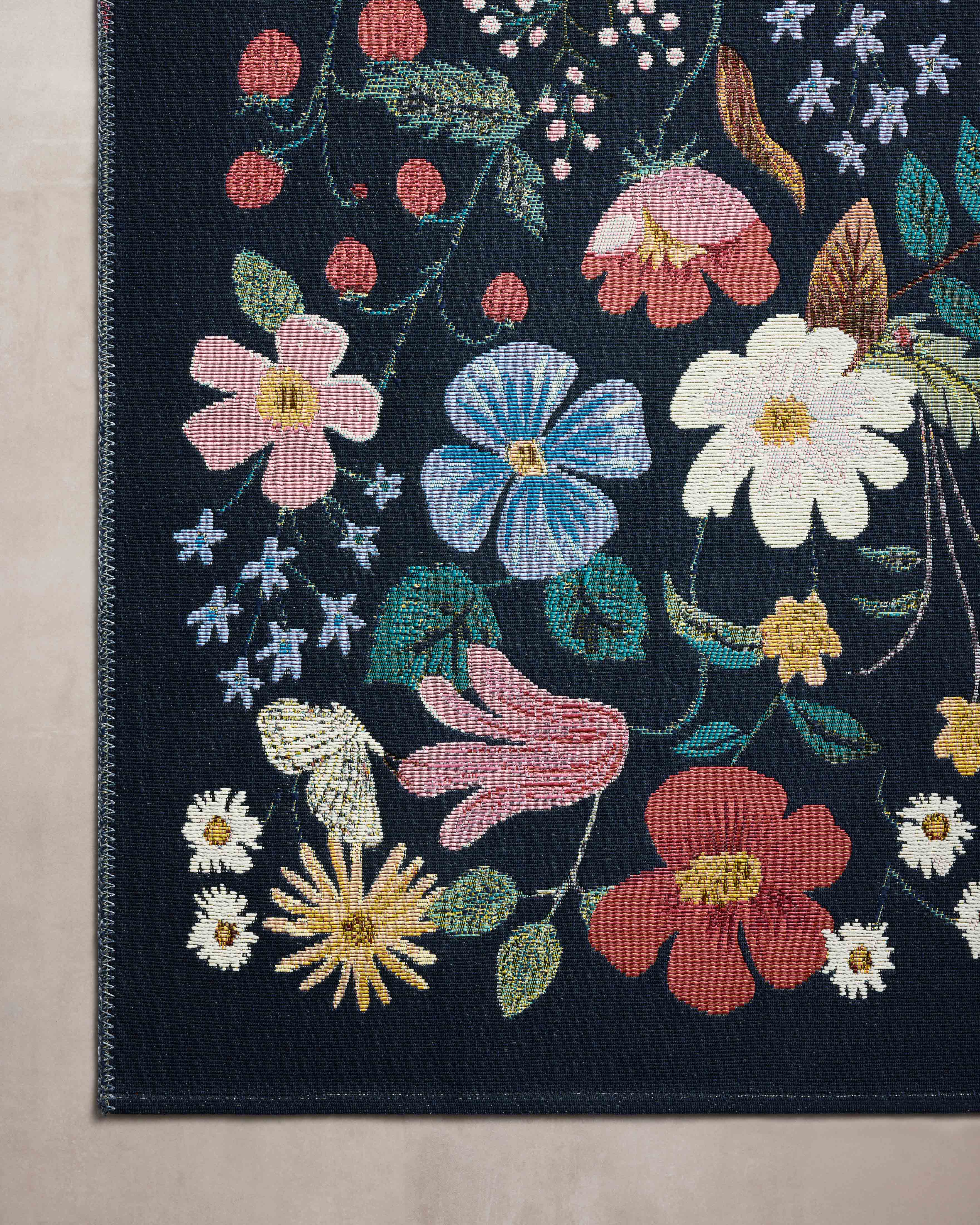 Rifle Paper Co. x Loloi Perennial Black Sample Rug No.2 RUGS - synthetic Loloi 18" x 18"