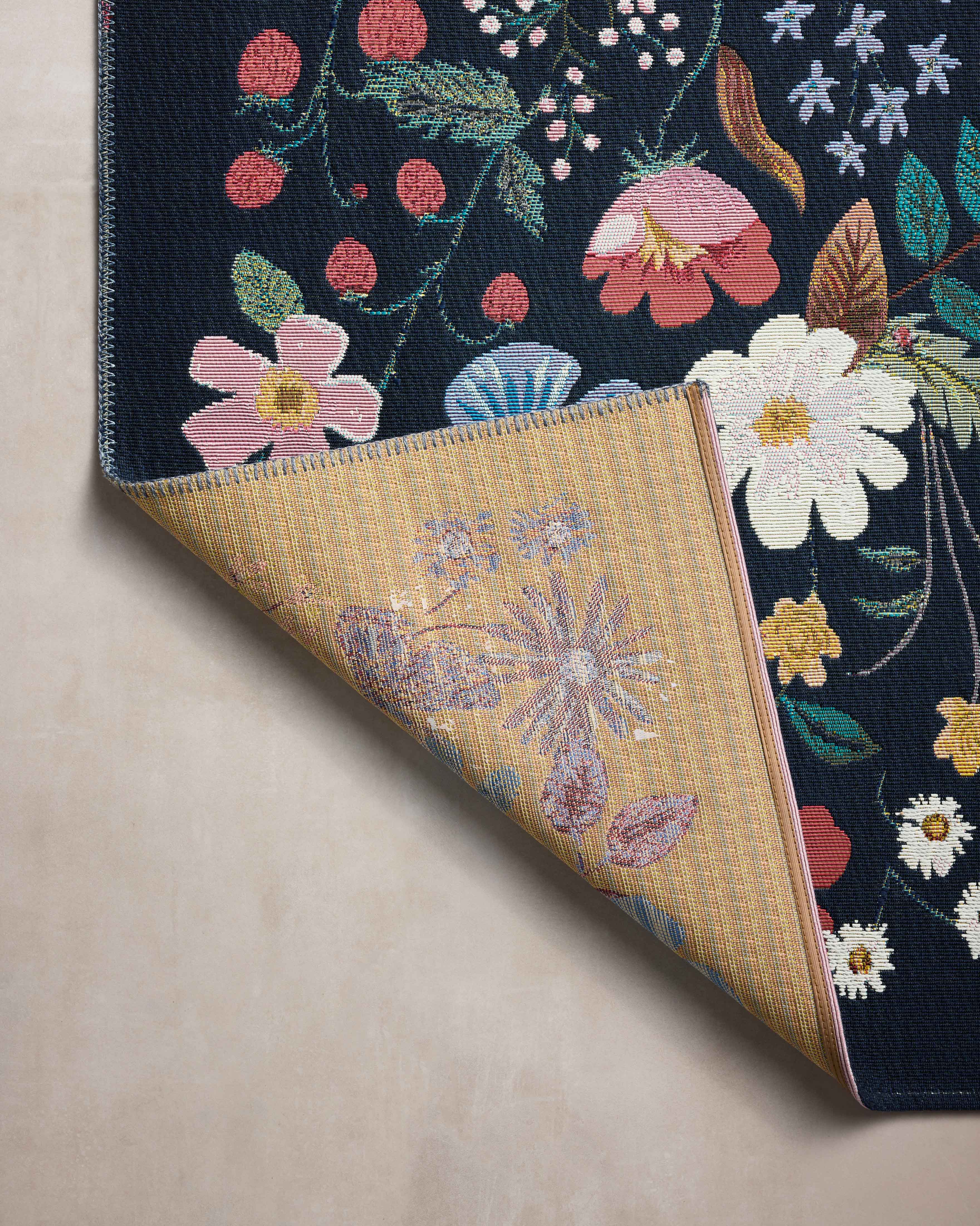 Rifle Paper Co. x Loloi Perennial Black Sample Rug No.2 RUGS - synthetic Loloi 18" x 18"