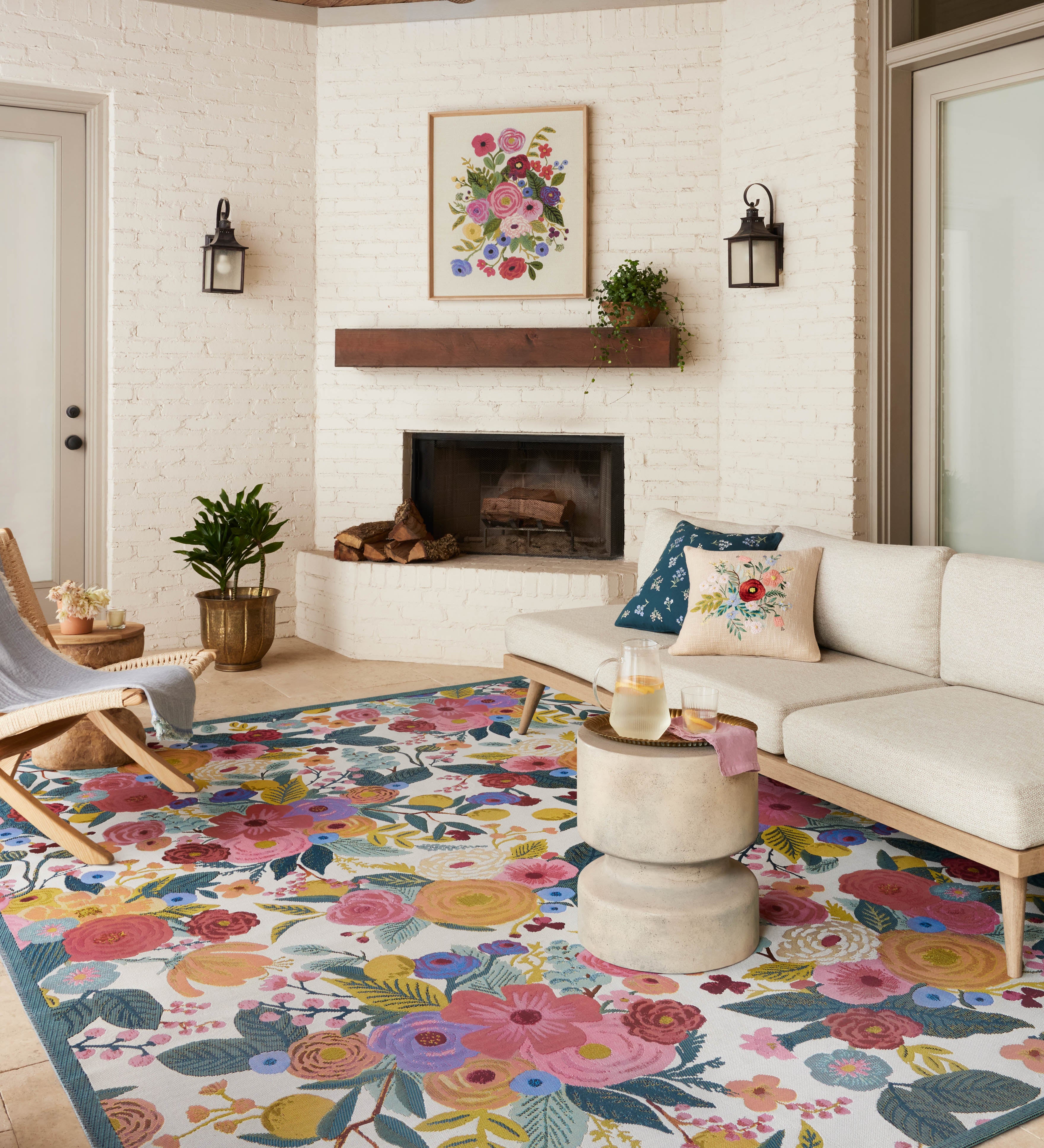 Rifle Paper Co. x Loloi Perennial Rose / Multi Rug RUGS - synthetic Loloi