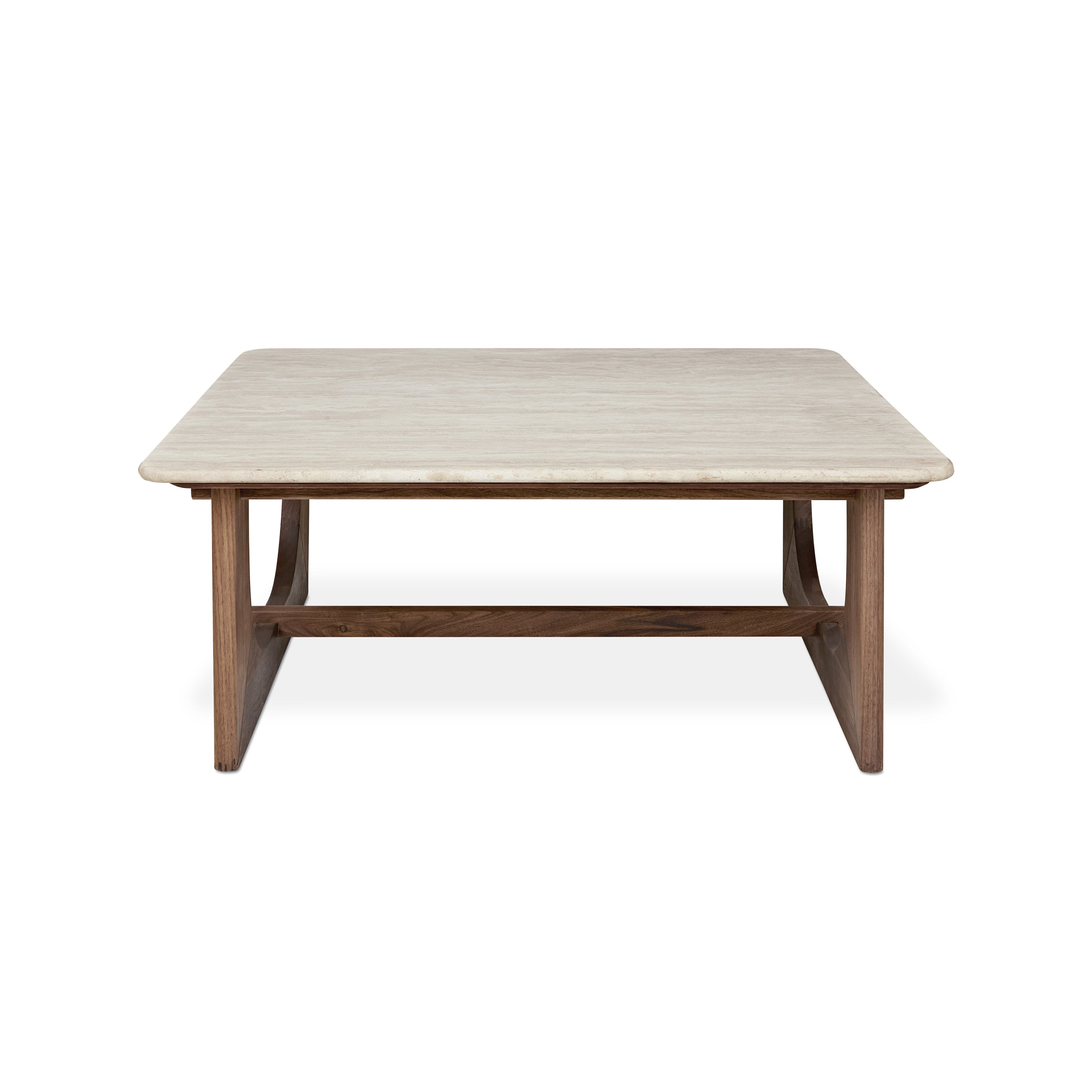 Gus* Modern Portico Square Coffee Table FURNITURE - coffee table Gus Classic Walnut Travertine Natural