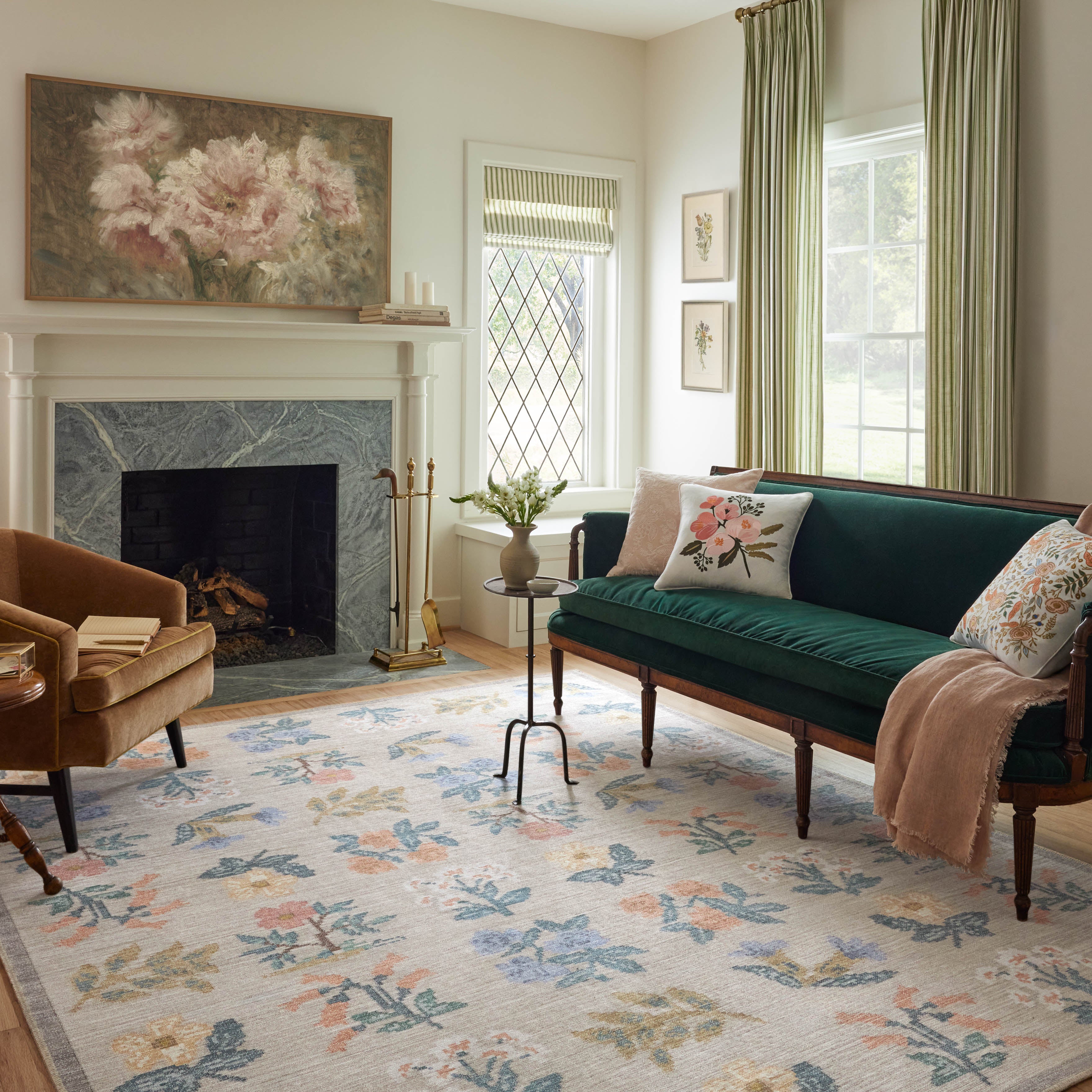 Rifle Paper Co. x Loloi Rosa Hawthorne Cream Rug 0-RUGS-patterned Loloi