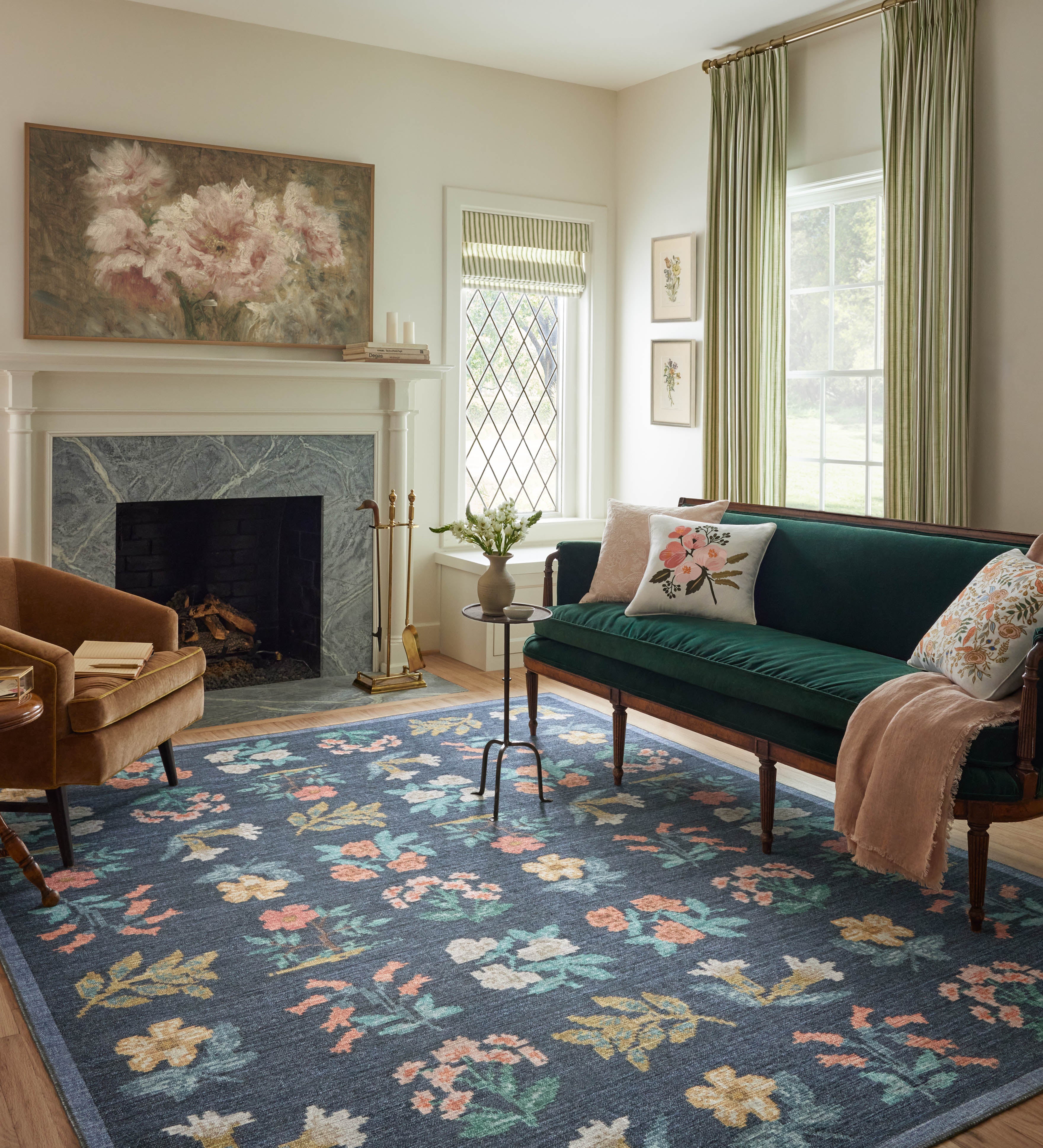 Rifle Paper Co. x Loloi Rosa Navy Sample Rug RUGS - synthetic Loloi