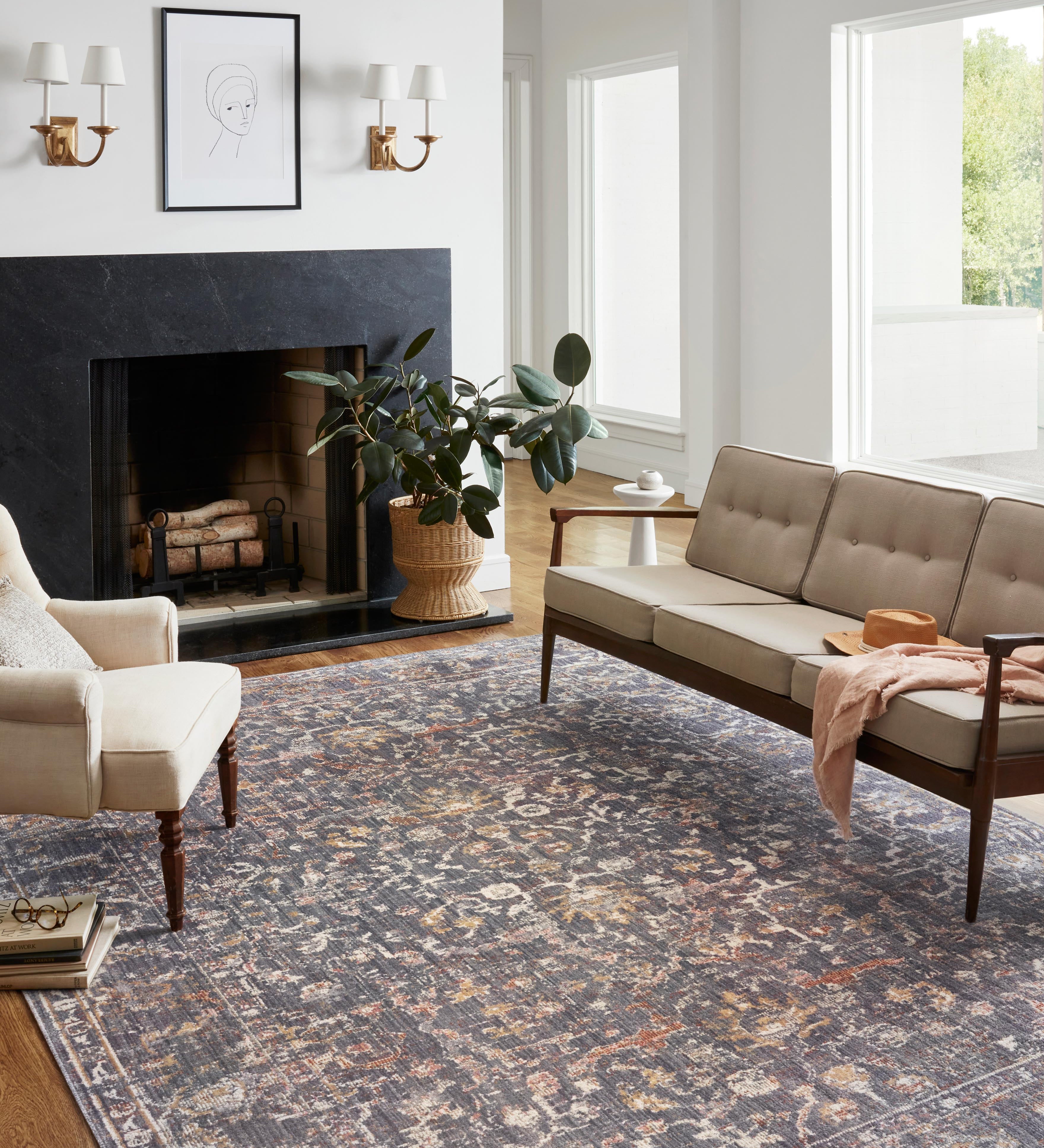 Chris Loves Julia x Loloi Rosemarie Graphite / Multi Rug RUGS - patterned Loloi