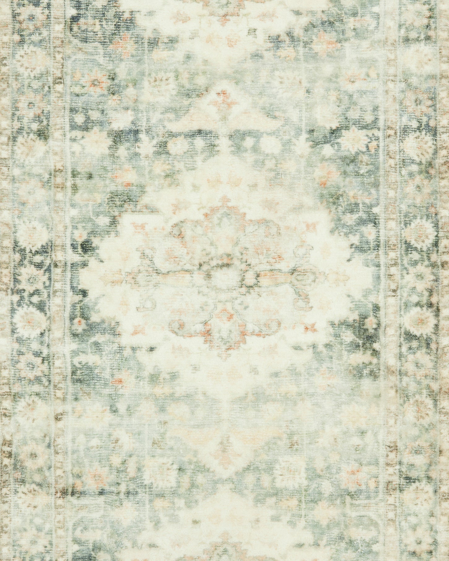 Loloi Rosette Teal / Ivory Rug RUGS - synthetic Loloi