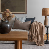 Jean Stoffer x Loloi Flange Pillow Dark Taupe