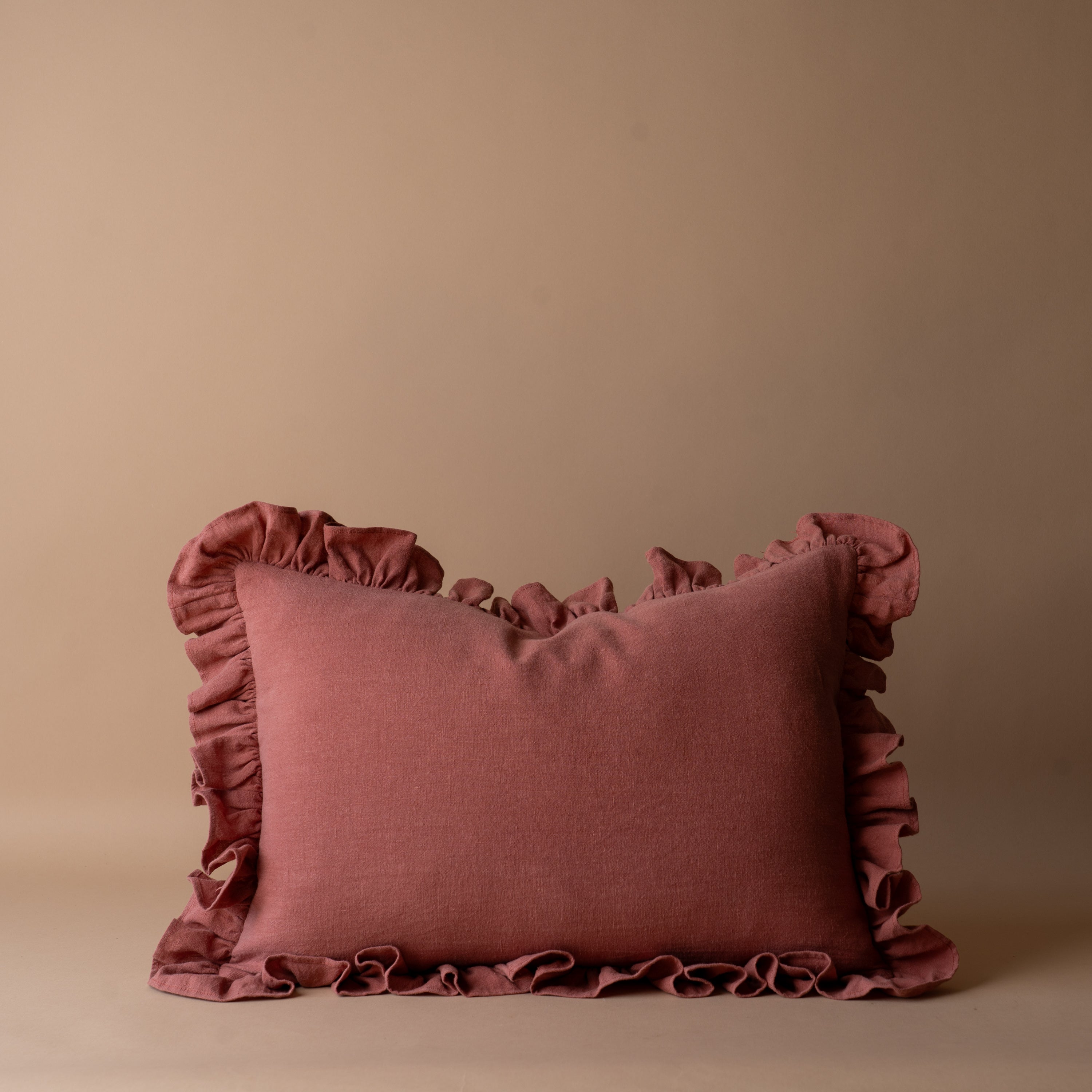 Rosewood Ruffle Pillow Cover 2 - PILLOWS - Linen - warm Rug & Weave Pillows
