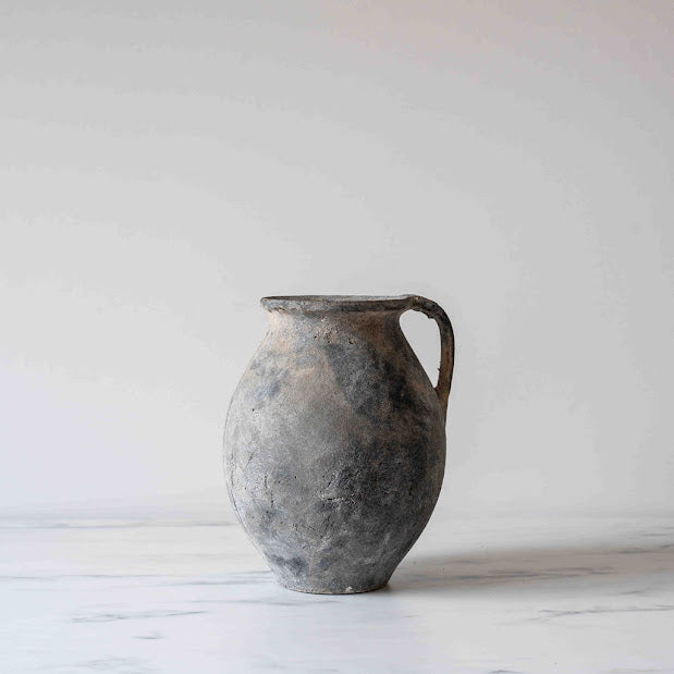 Textured Ceramic Vase with Handle - Grey vase Indaba