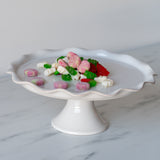 Stoneware Cake Stand with Ruffled Edge