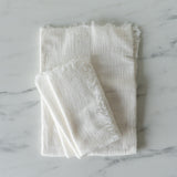 White Cotton Fringed Table Runner