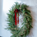 White Plum Berry Cypress Wreath CHRISTMAS 2026 Luxe B Co (Faire)
