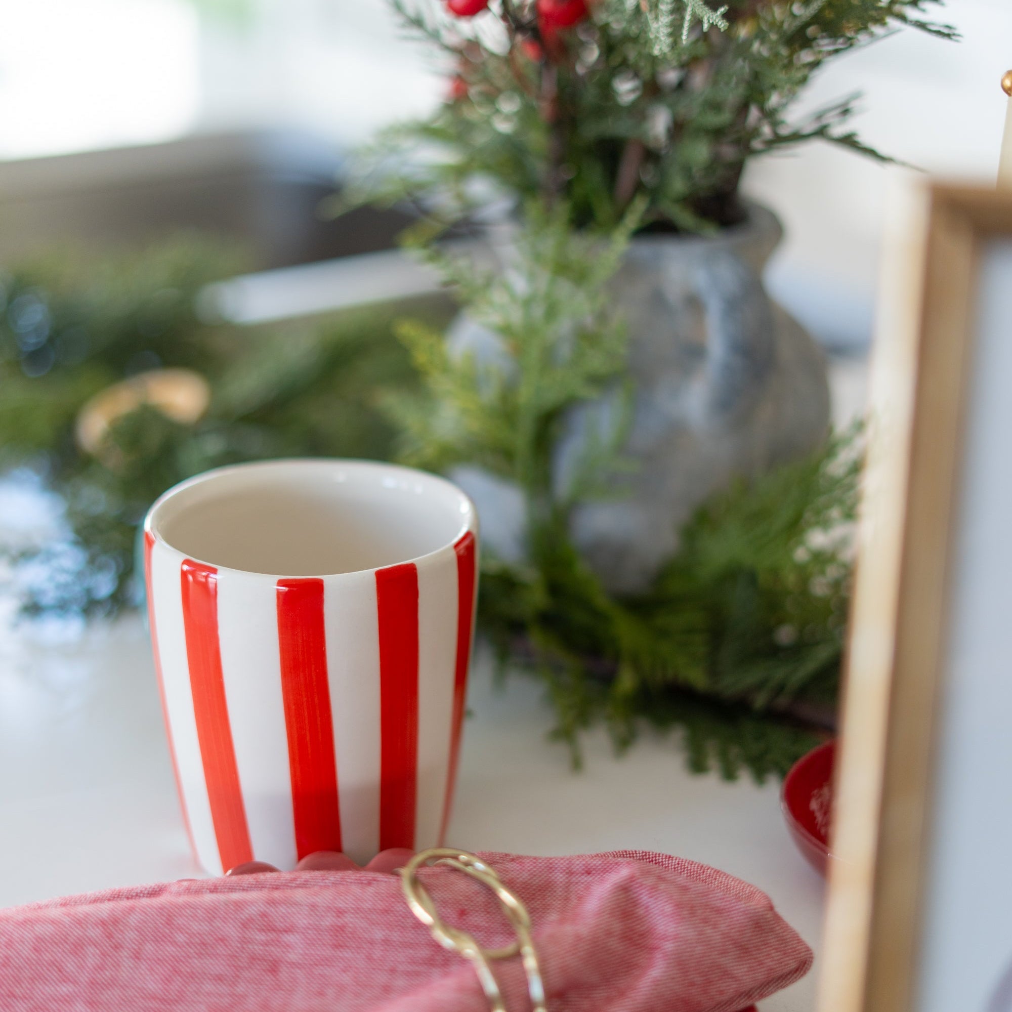 Stripe Stoneware Mug CHRISTMAS 2026 Creative Co-op (DYA)