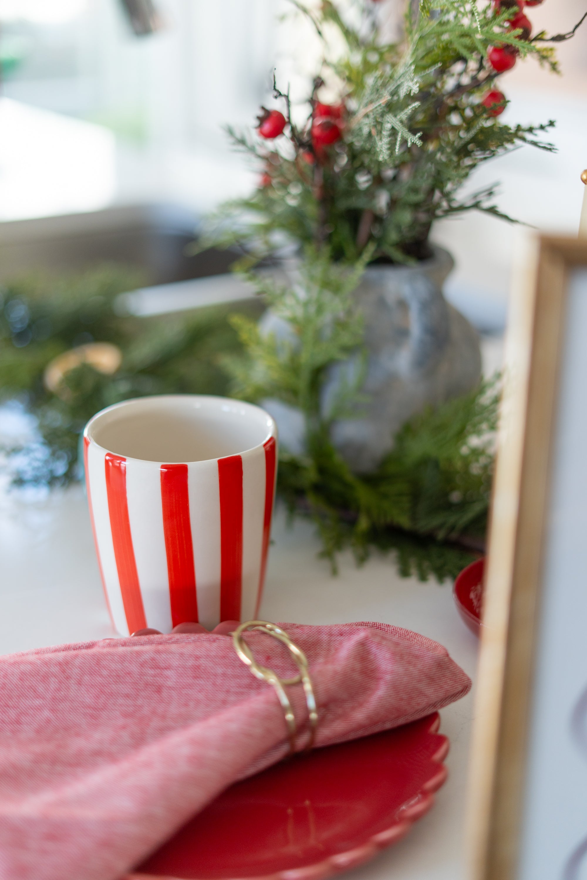 Stripe Stoneware Mug CHRISTMAS 2025 Creative Co-op (DYA)