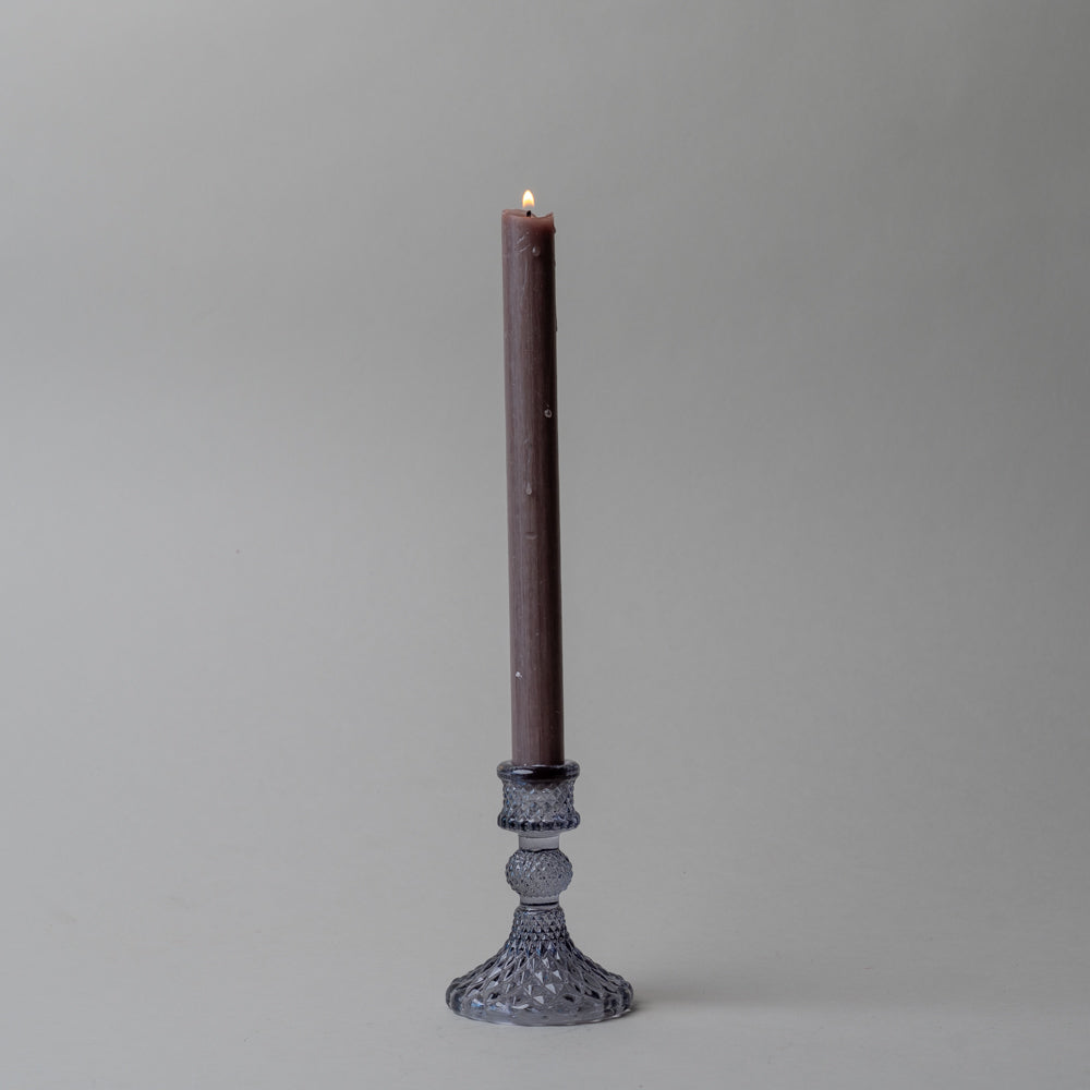 Vintage Inspired Grey Glass Candle Holder candle holder Old Country Design (ShopZio)