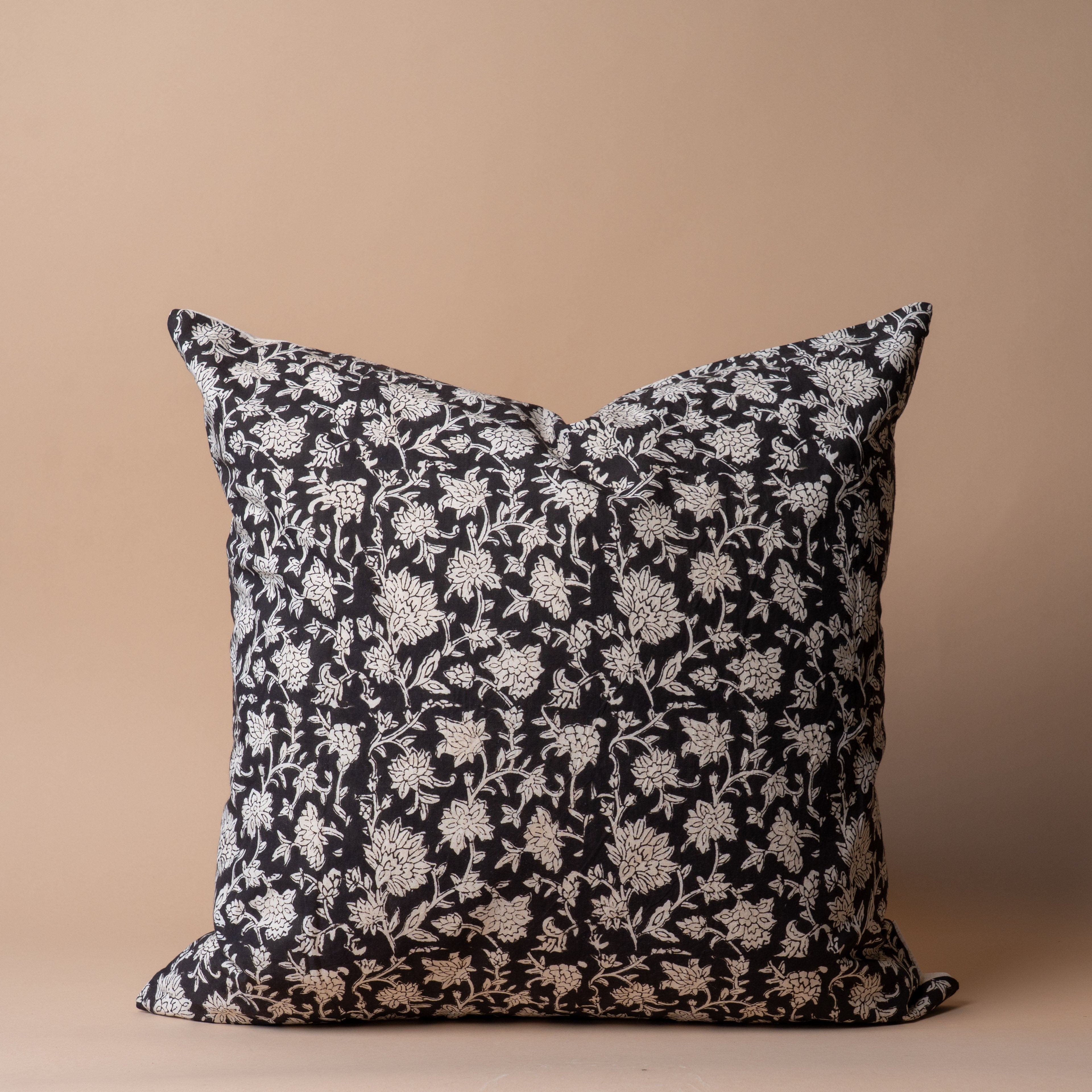 Mica Floral Pillow Cover 00-1 - PILLOWS - block print - neutral Rug & Weave Pillows 20" x 20"
