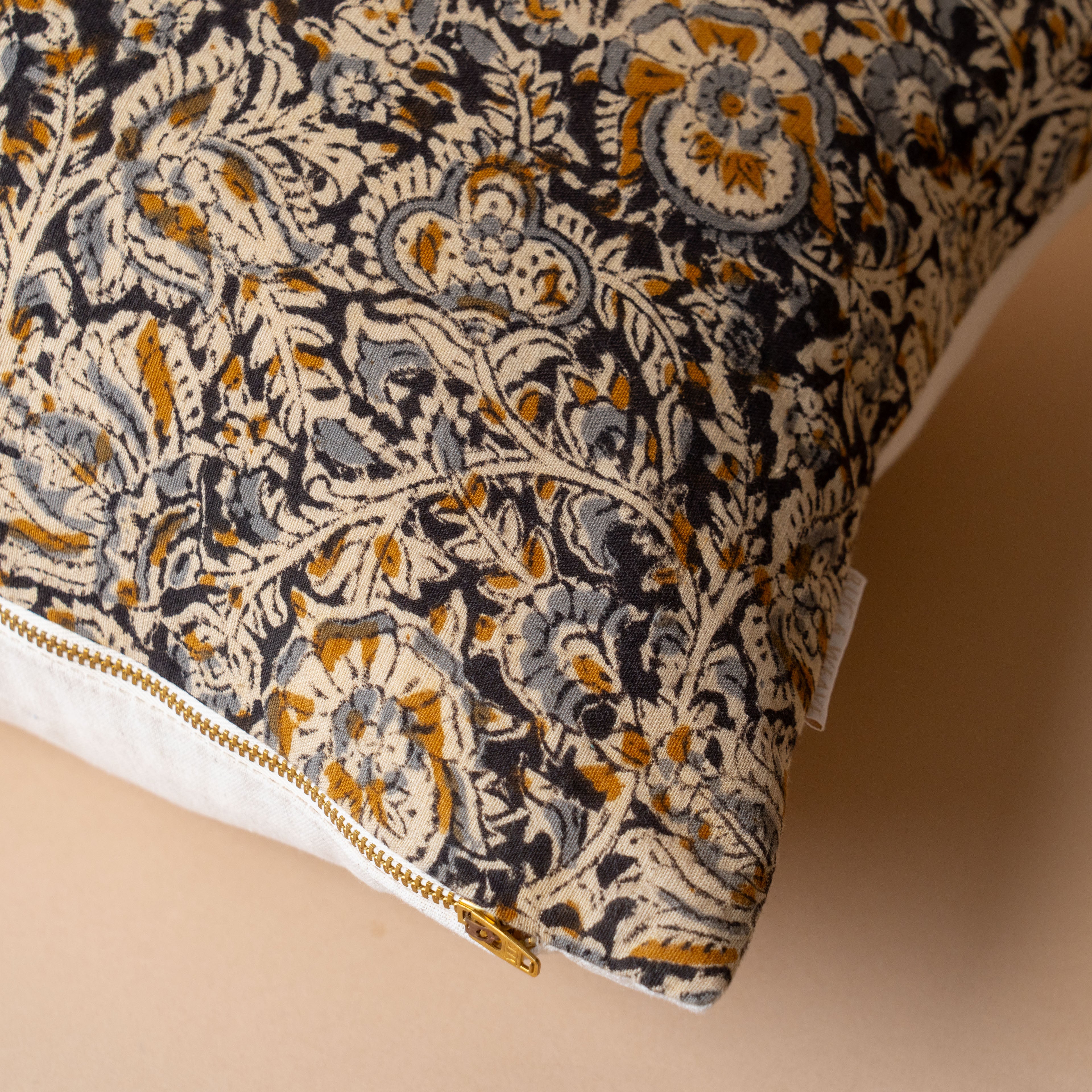Aja Floral Pillow Cover 00-1 - PILLOWS - block print - neutral Rug & Weave Pillows