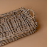 Rectangular Rattan Tray with Handles