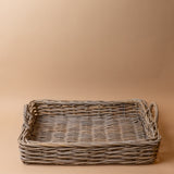 Rectangular Rattan Tray with Handles