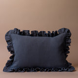 Charcoal Ruffle Pillow Cover