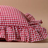 Red Gingham Ruffle Pillow Cover