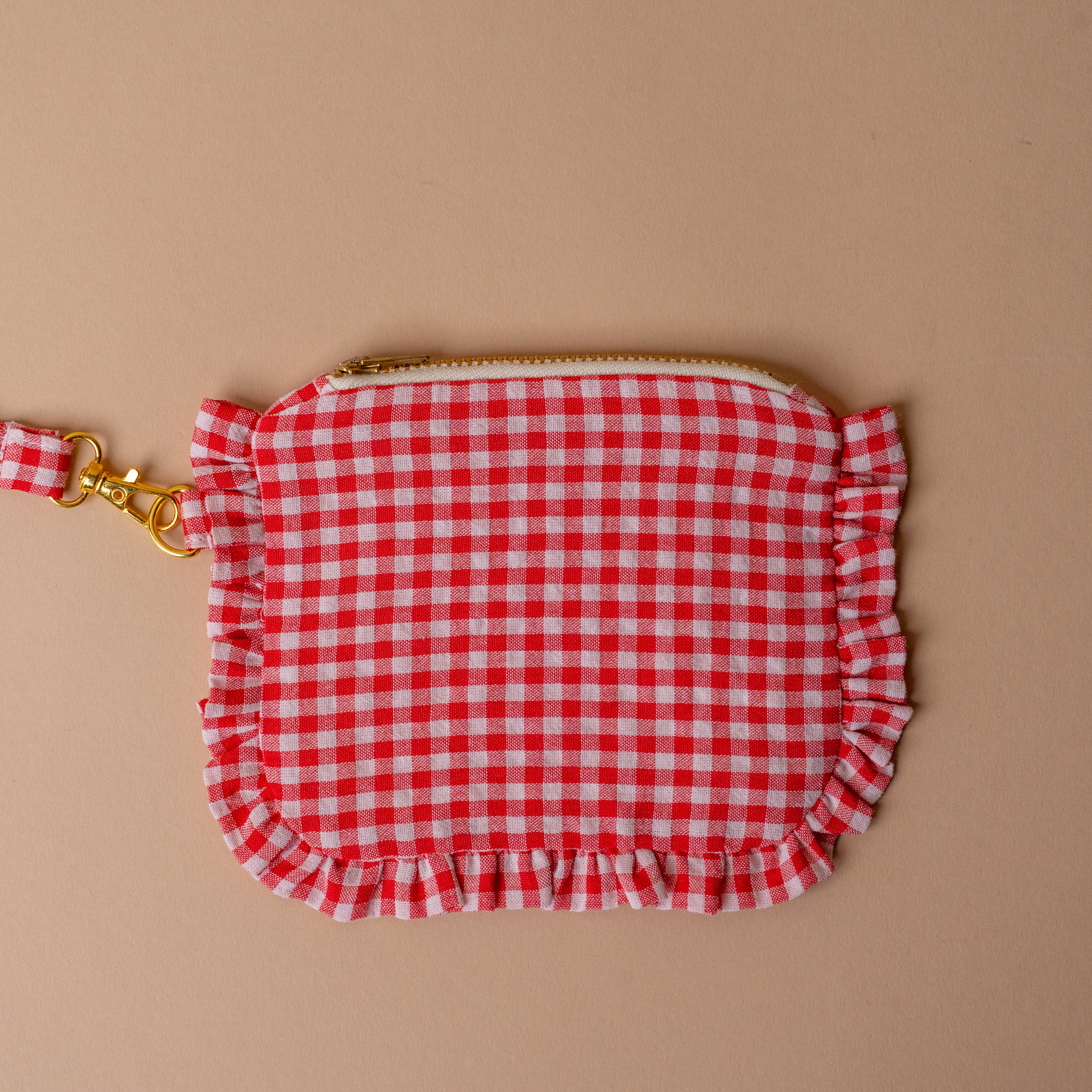 Gingham Ruffle Wrist Wallet Rug & weave