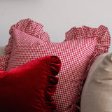 Red Gingham Ruffle Pillow Cover