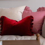 Red Gingham Ruffle Pillow Cover