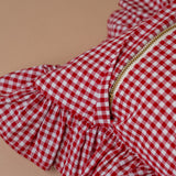 Red Gingham Ruffle Pillow Cover
