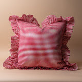 Red Gingham Ruffle Pillow Cover